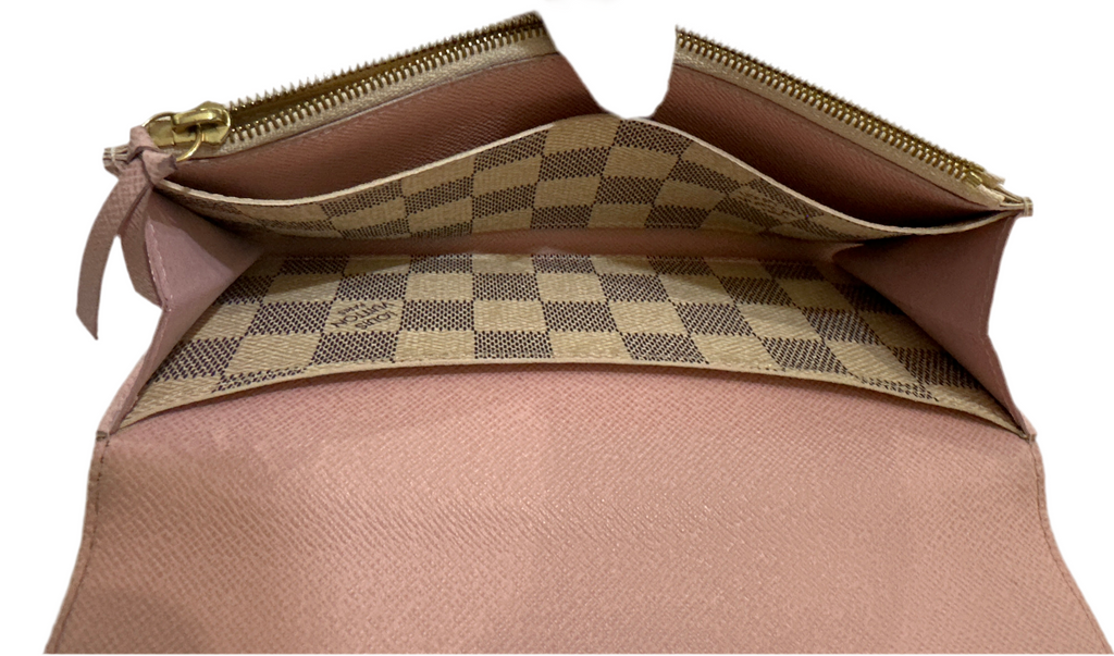 LOUIS VUITTON Emilie Damier Azur Wallet Rose Ballerine