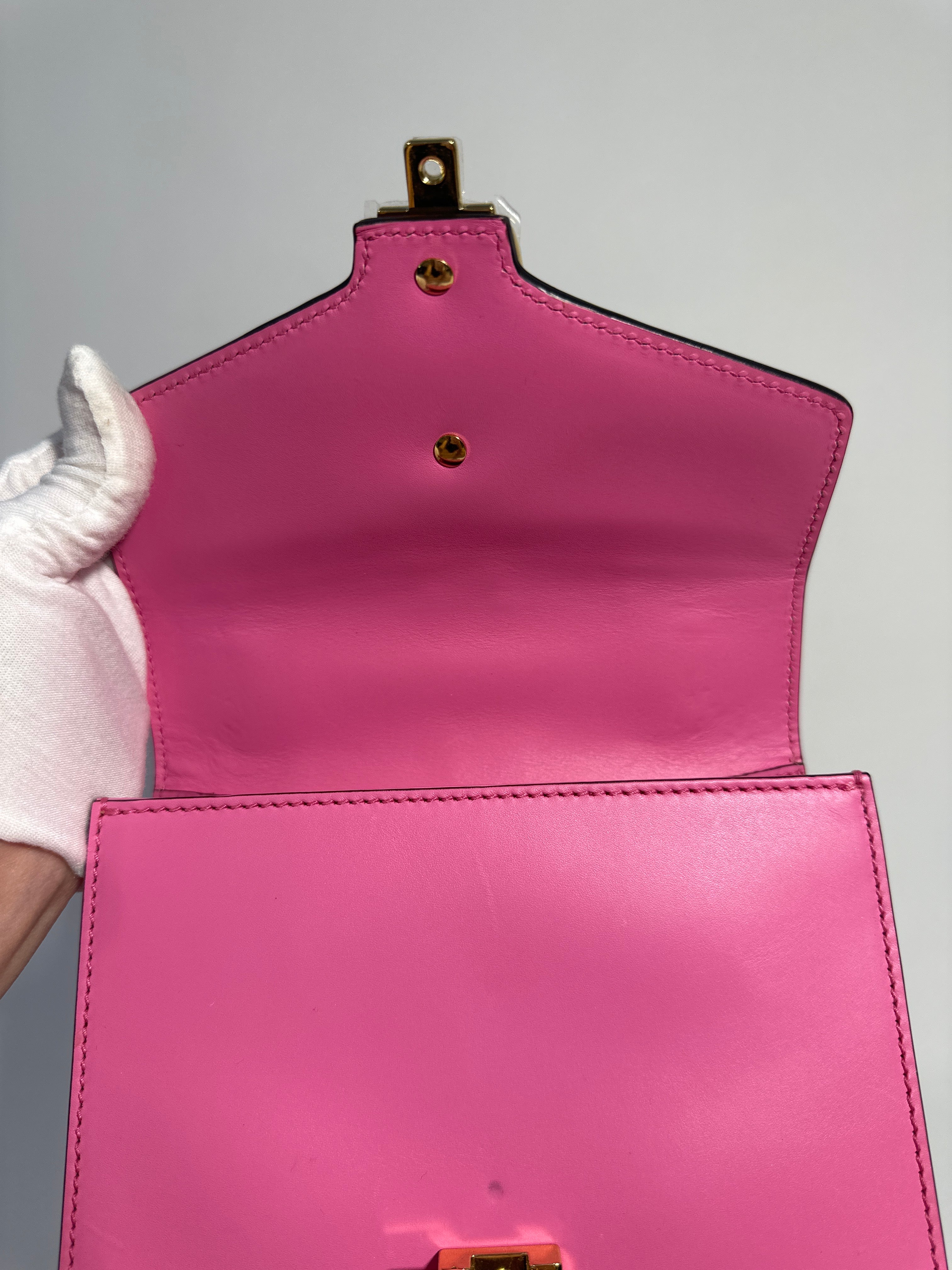 Gucci Pink Leather Mini Sylvie Chain Shoulder Bag