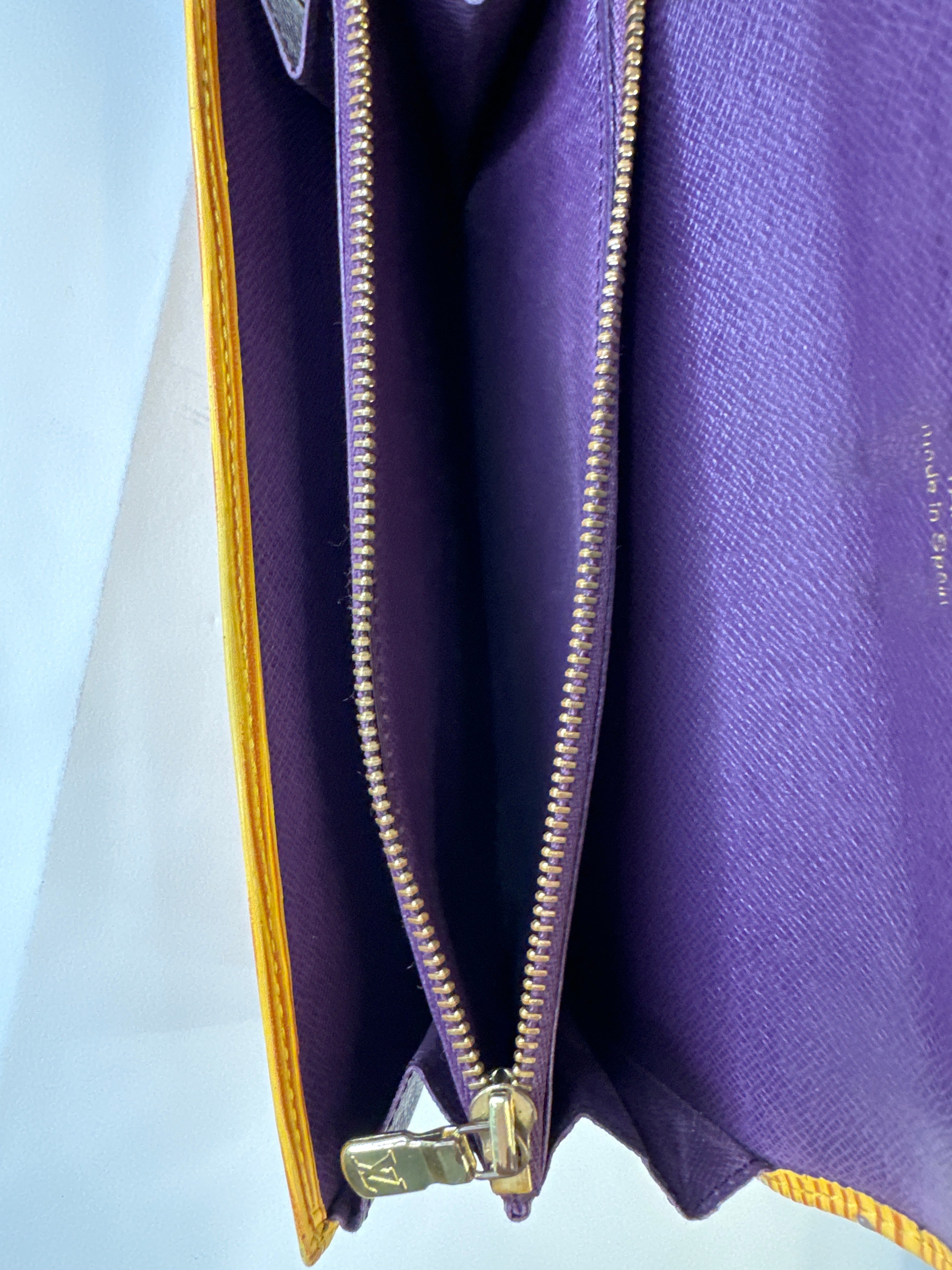 Vintage Louis Vuitton Long Wallet Portefeuille Sarah leather Epi Yellow