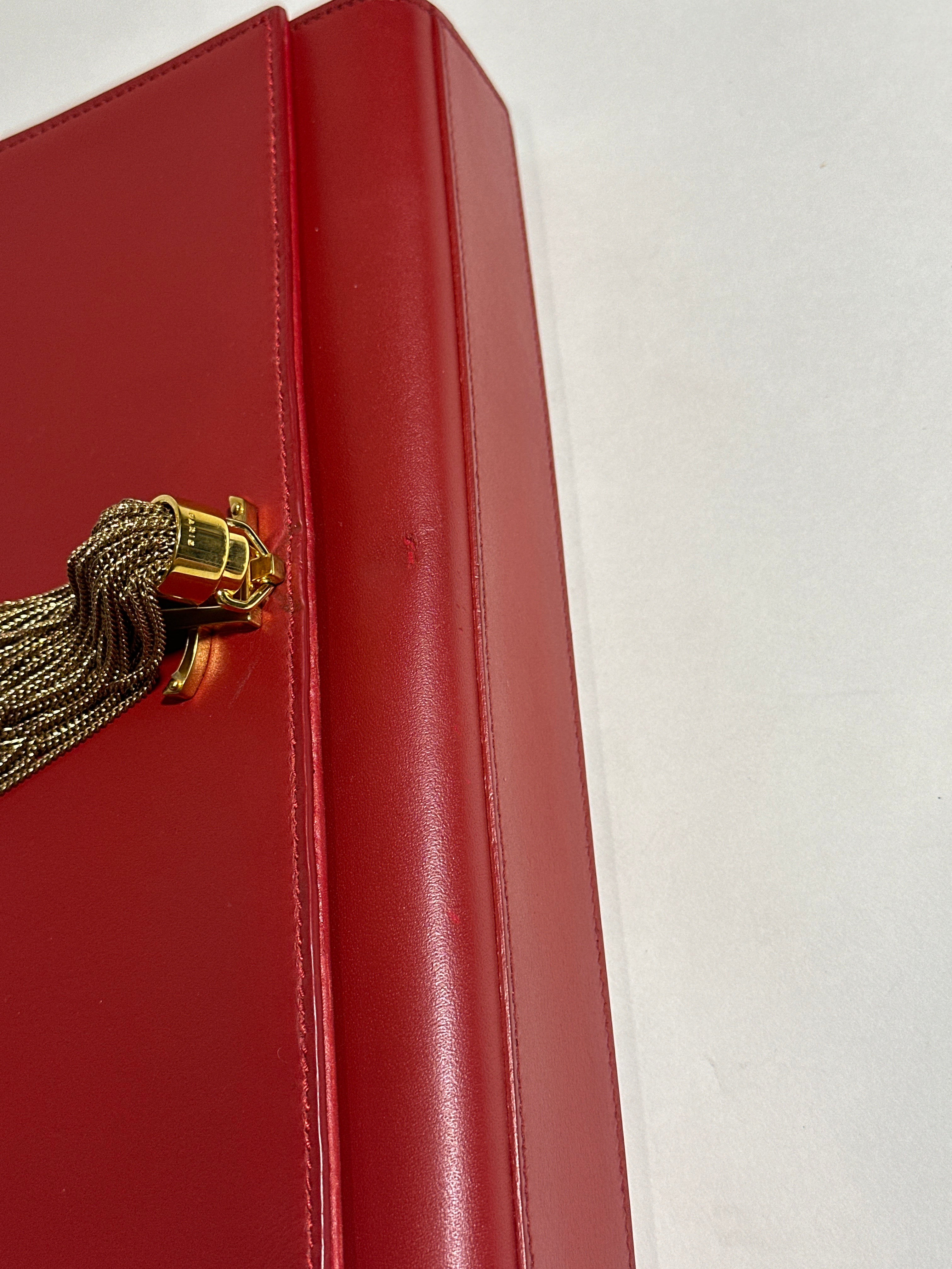 Saint Laurent Shoulder Red Kate Tassel Bag