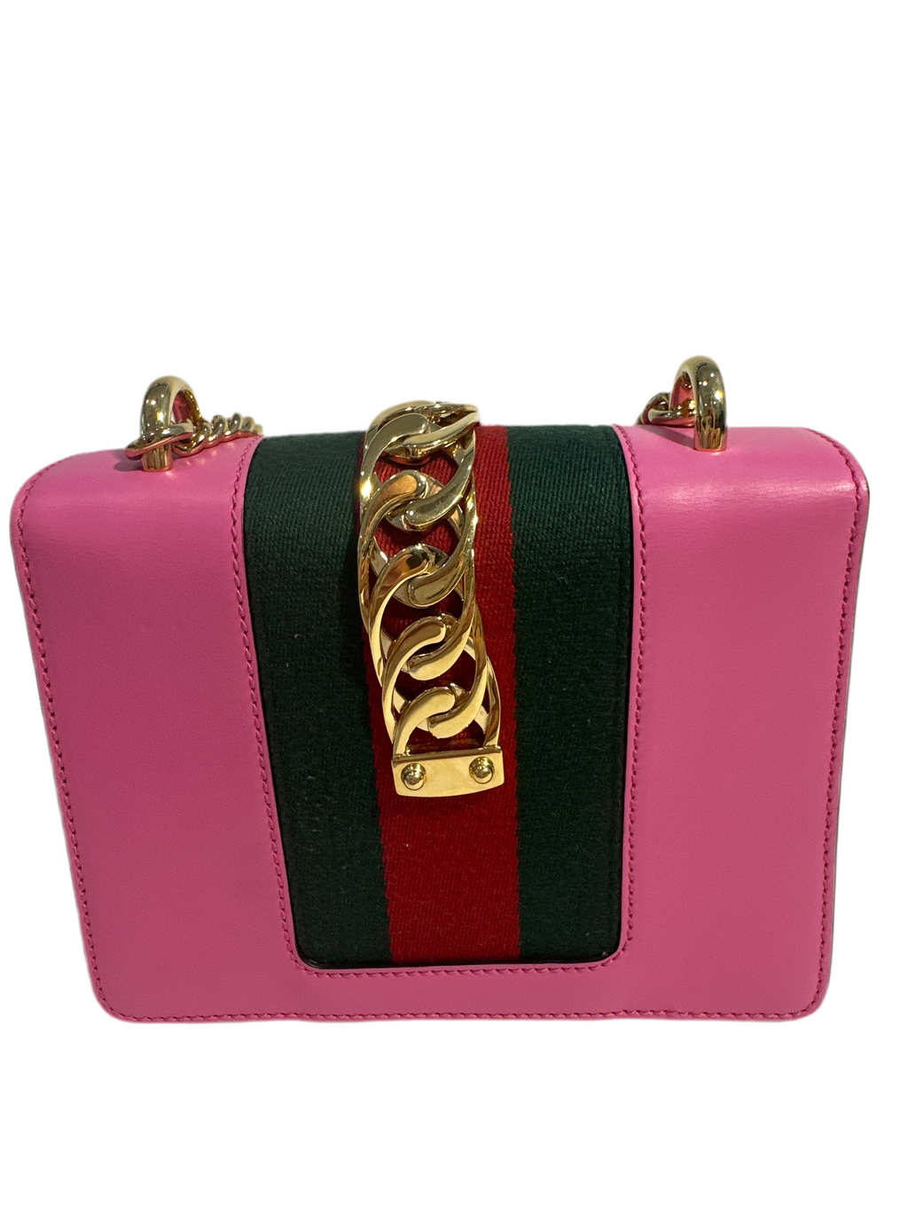 Gucci Pink Leather Mini Sylvie Chain Shoulder Bag