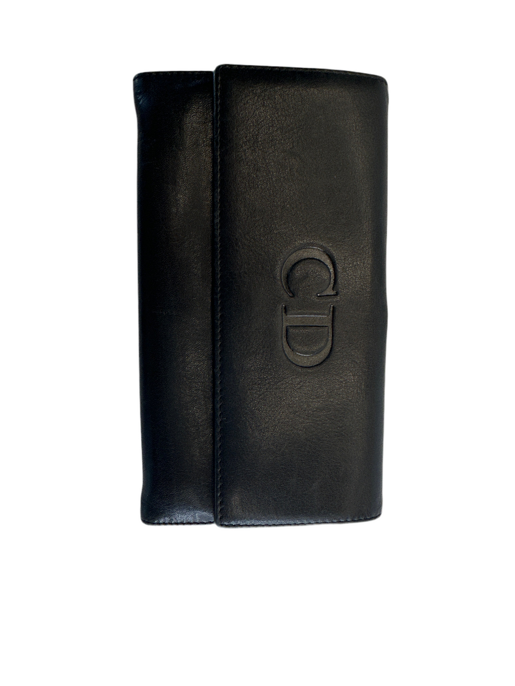 Christian Dior Black Leather Logo Long Wallet