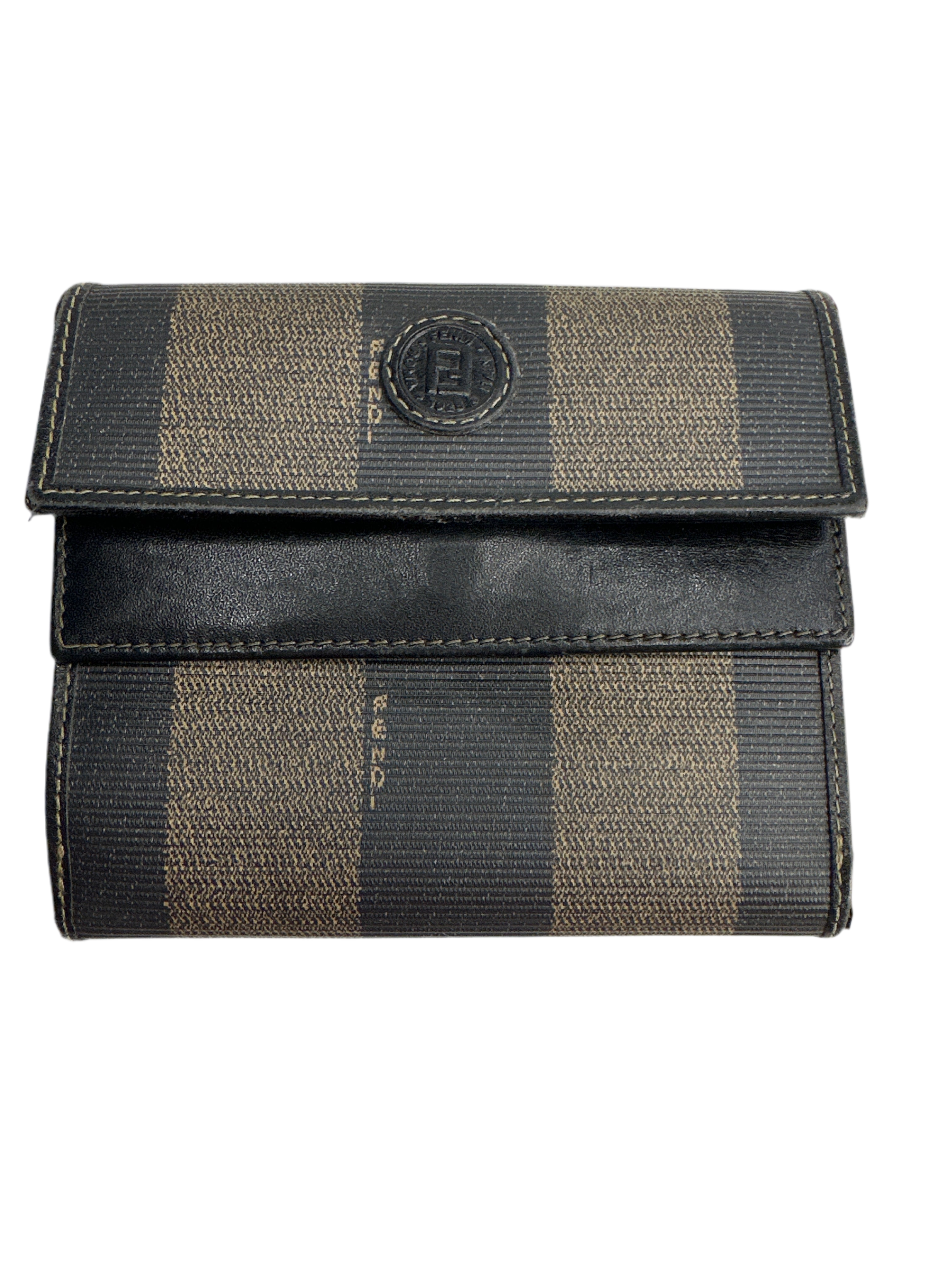 Vintage Fendi Pequin Flap Compact Wallet