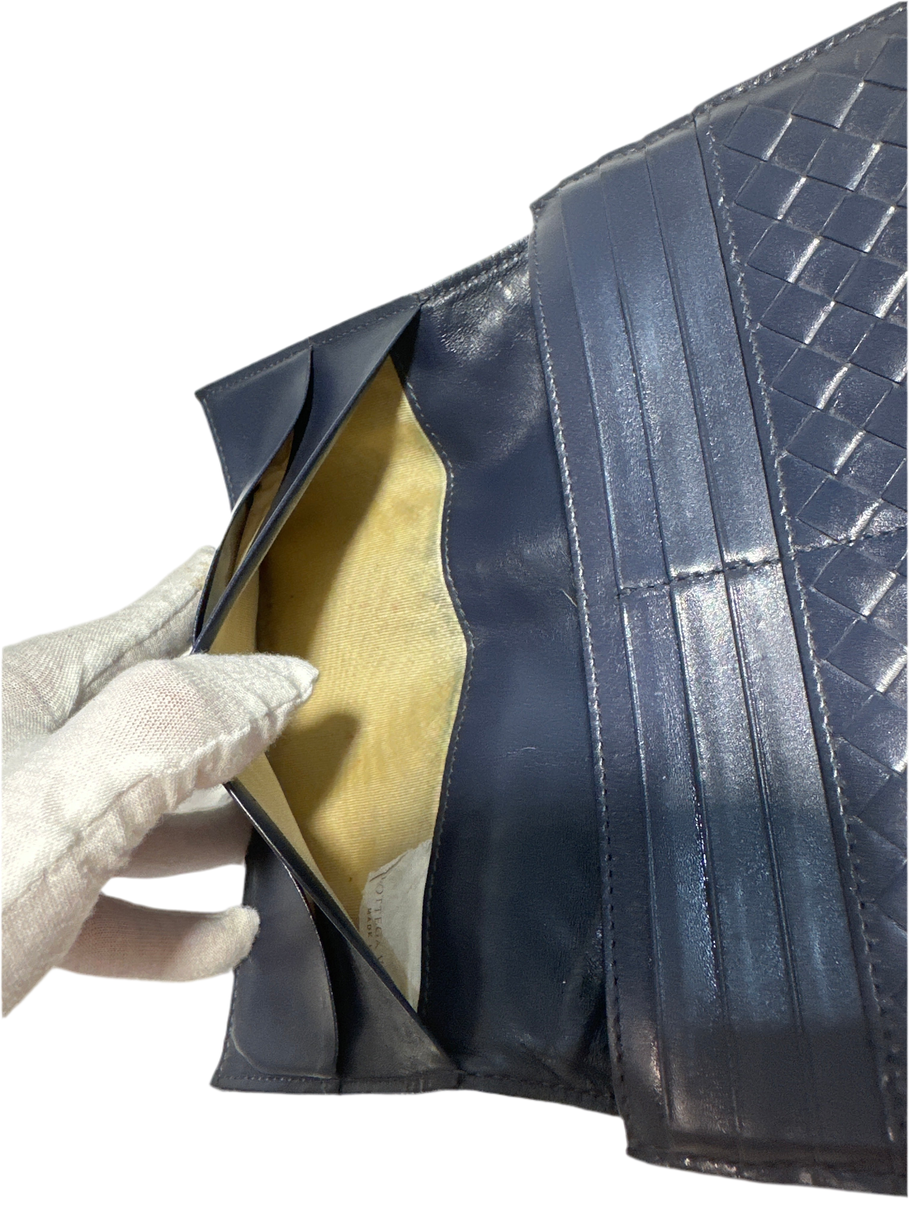 Bottega Veneta Woven Leather Clutch Wallet Navy