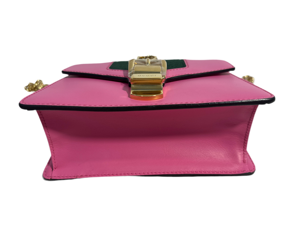 Gucci Pink Leather Mini Sylvie Chain Shoulder Bag