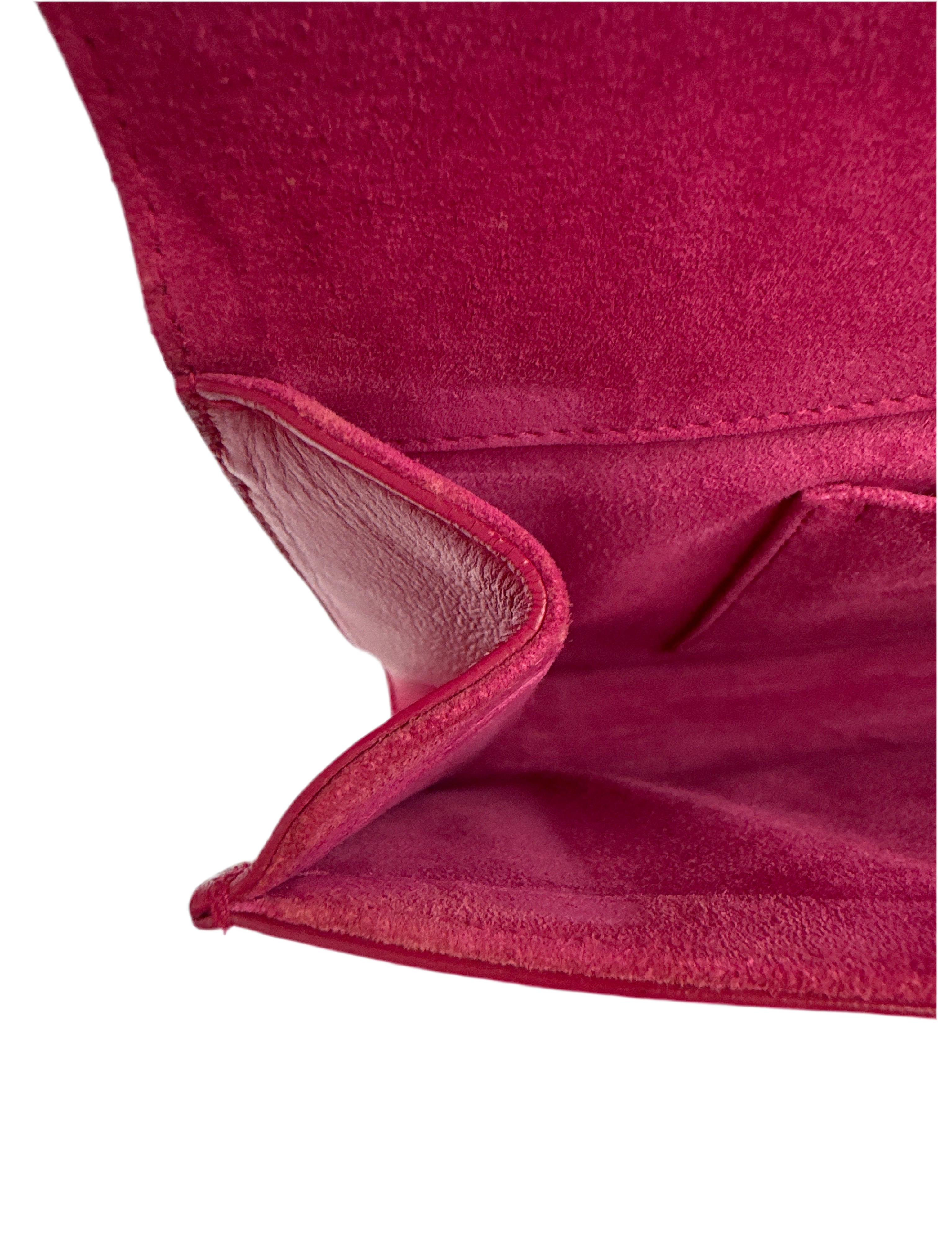 SAINT LAURENT Calfskin Classic Y Ligne Clutch Fuchsia