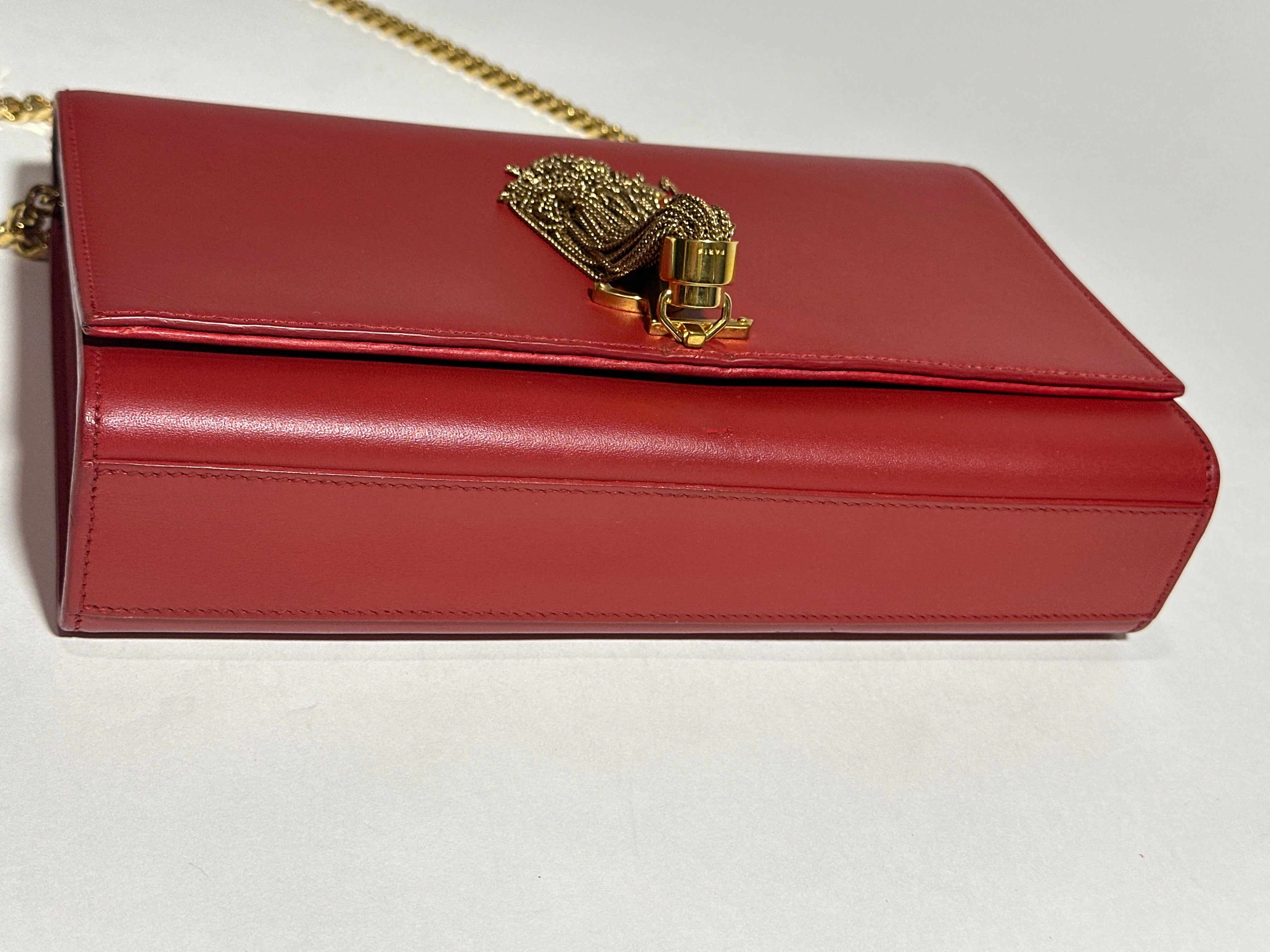 Saint Laurent Shoulder Red Kate Tassel Bag