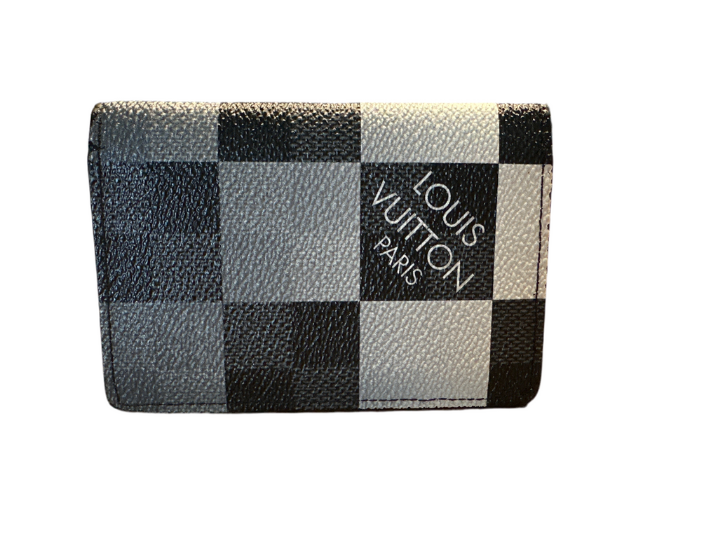 Louis Vuitton Damier Graphite Giant White Monogram Logo Pocket Organizer Wallet