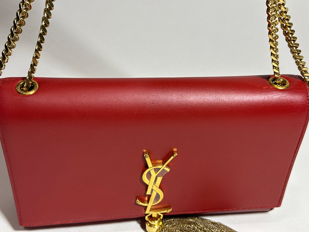 Saint Laurent Shoulder Red Kate Tassel Bag