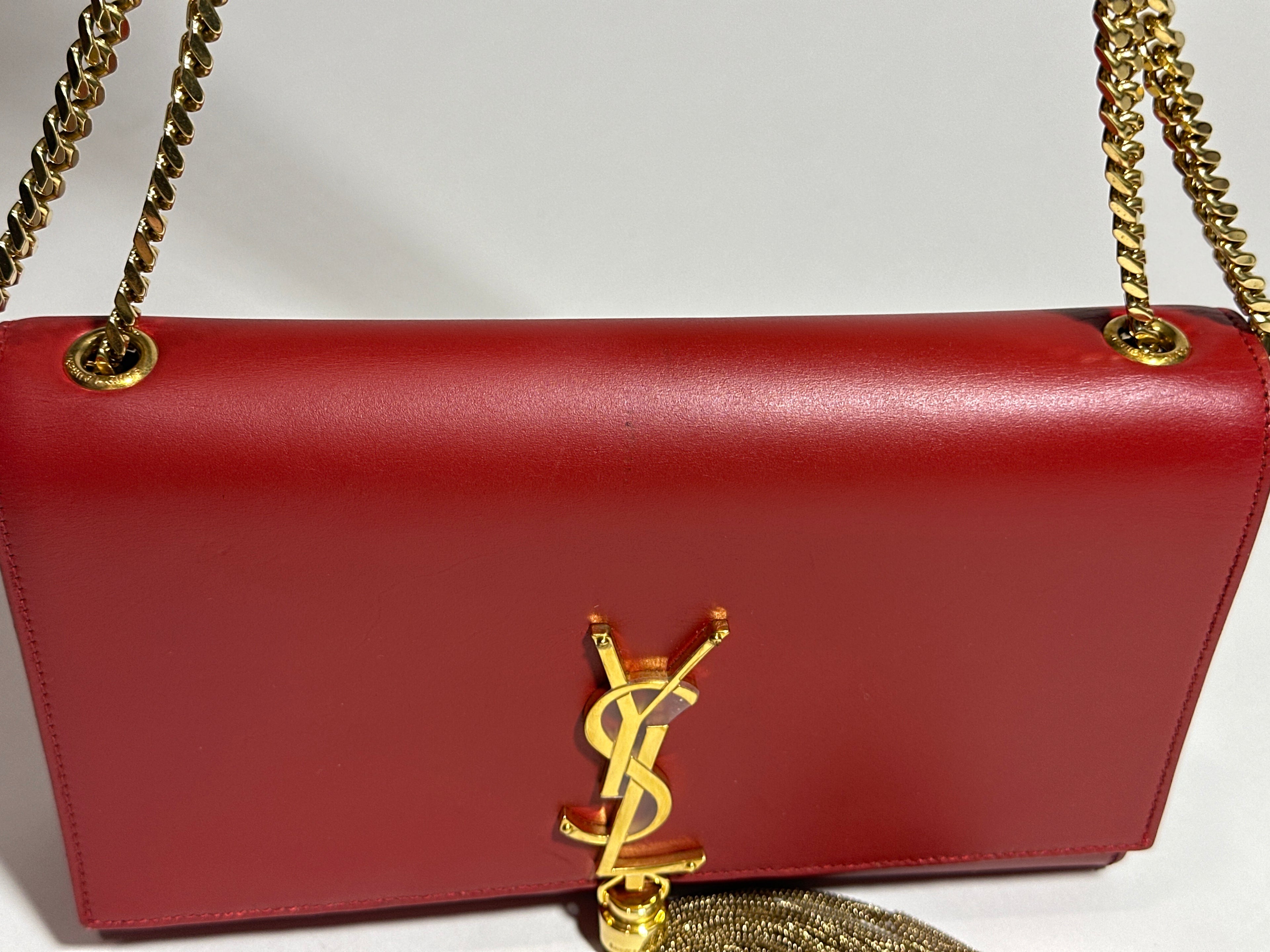 Saint Laurent Shoulder Red Kate Tassel Bag