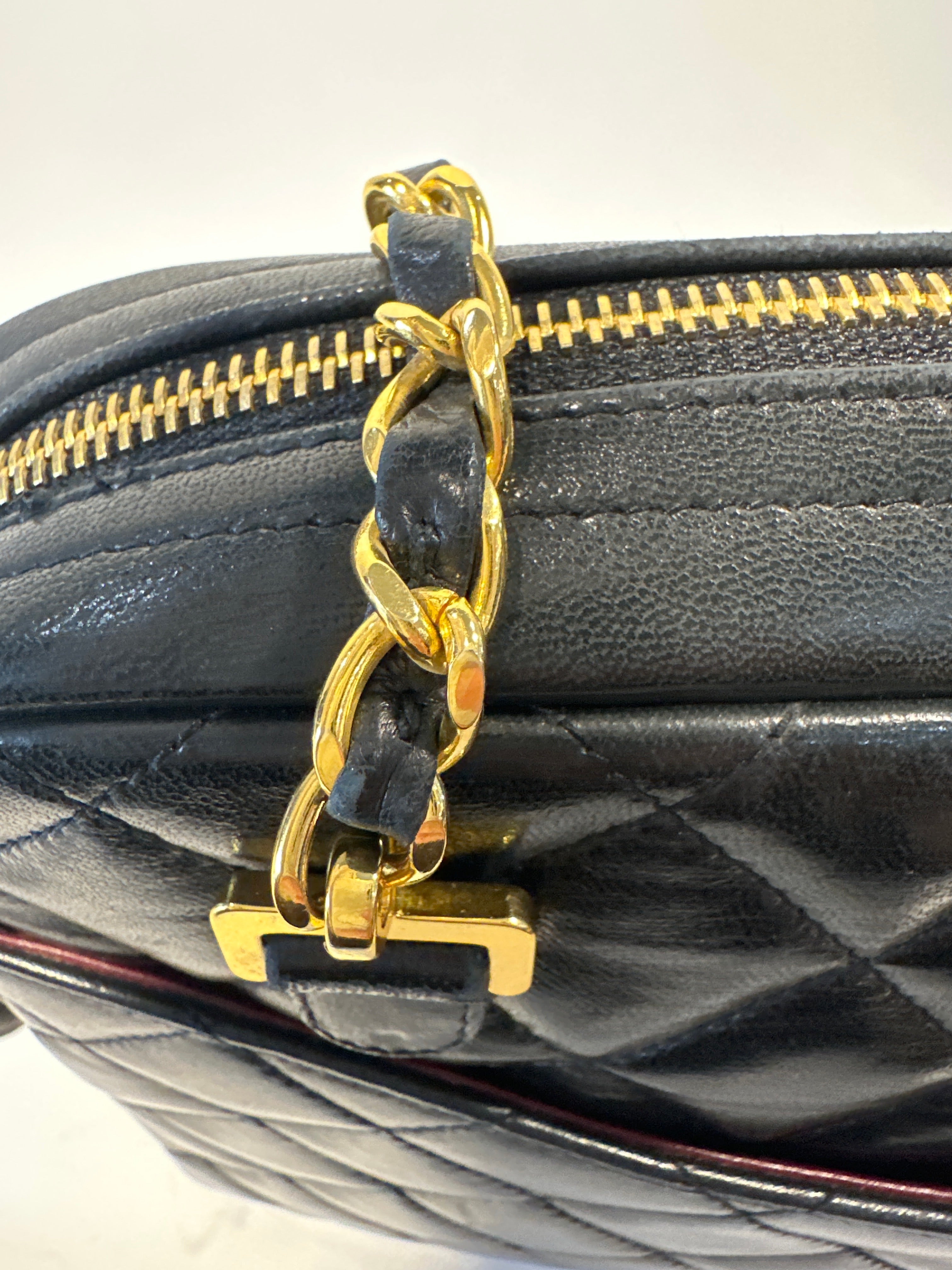 Chanel Vintage Lambskin Chain Camera Bag with COA, dust bag and card