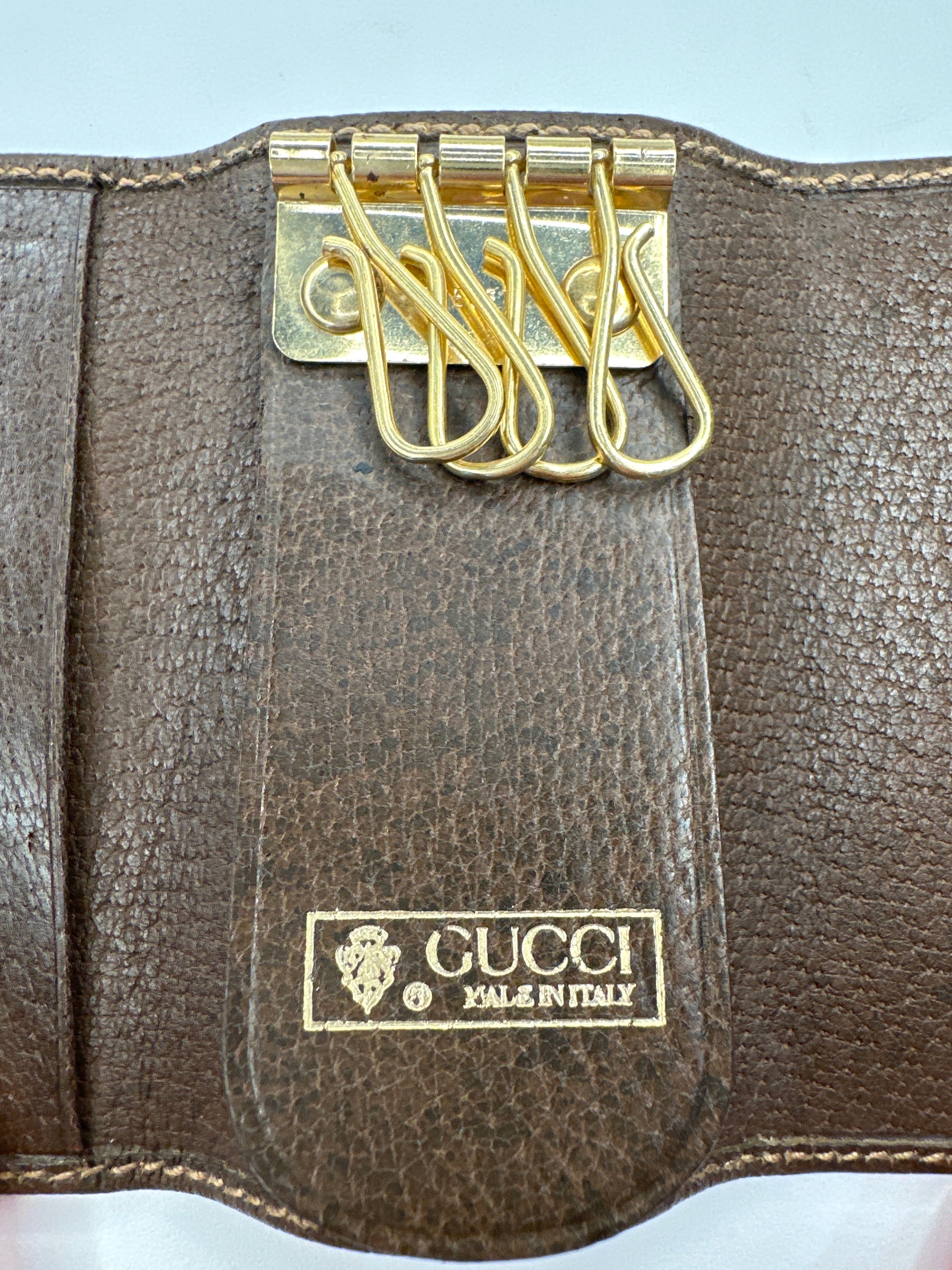 Vintage GUCCI Old Gucci 4 Key Case Compact Size 80s Pigskin Solid