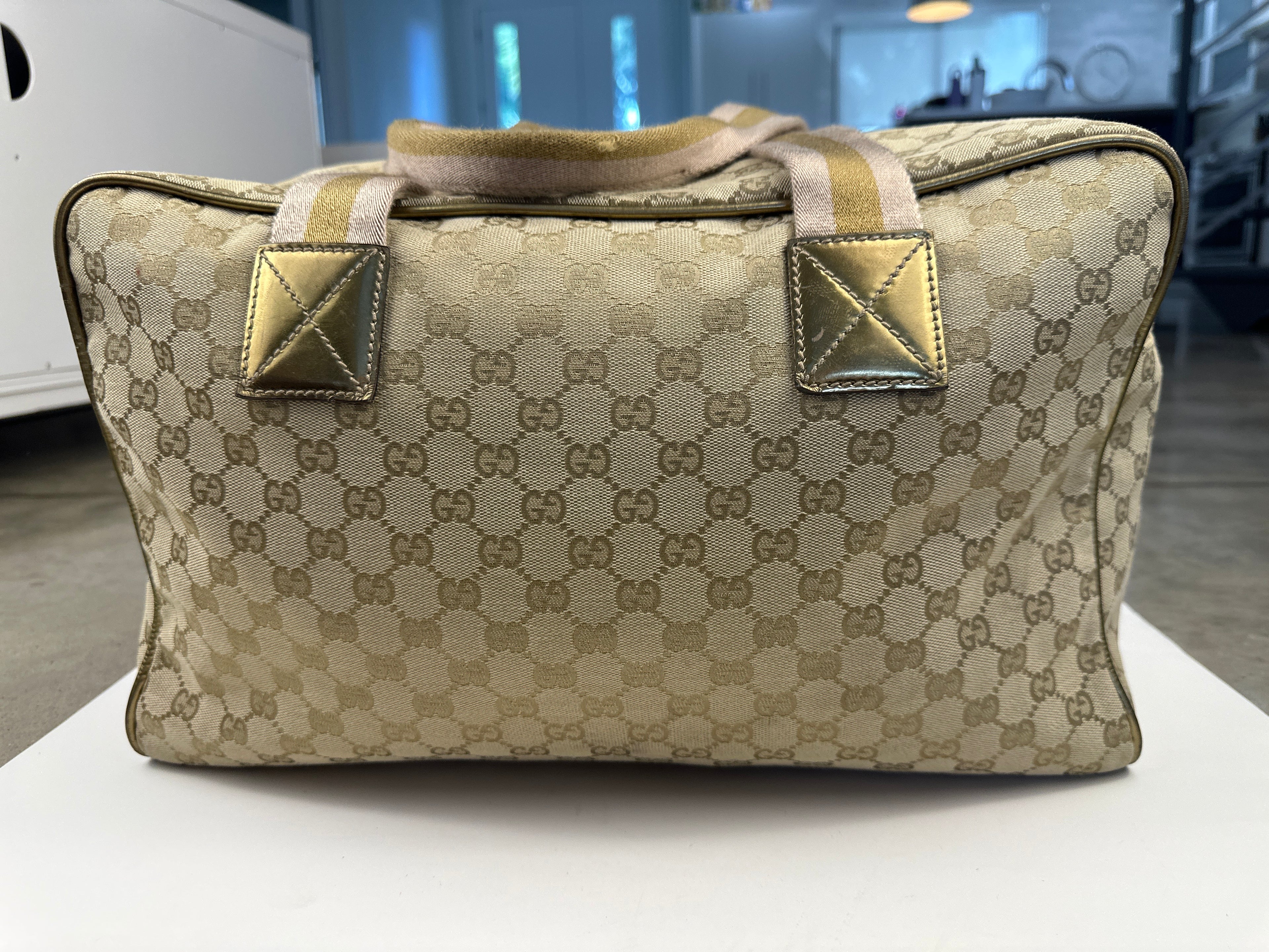 Gucci GG Canvas Web Duffle Bag