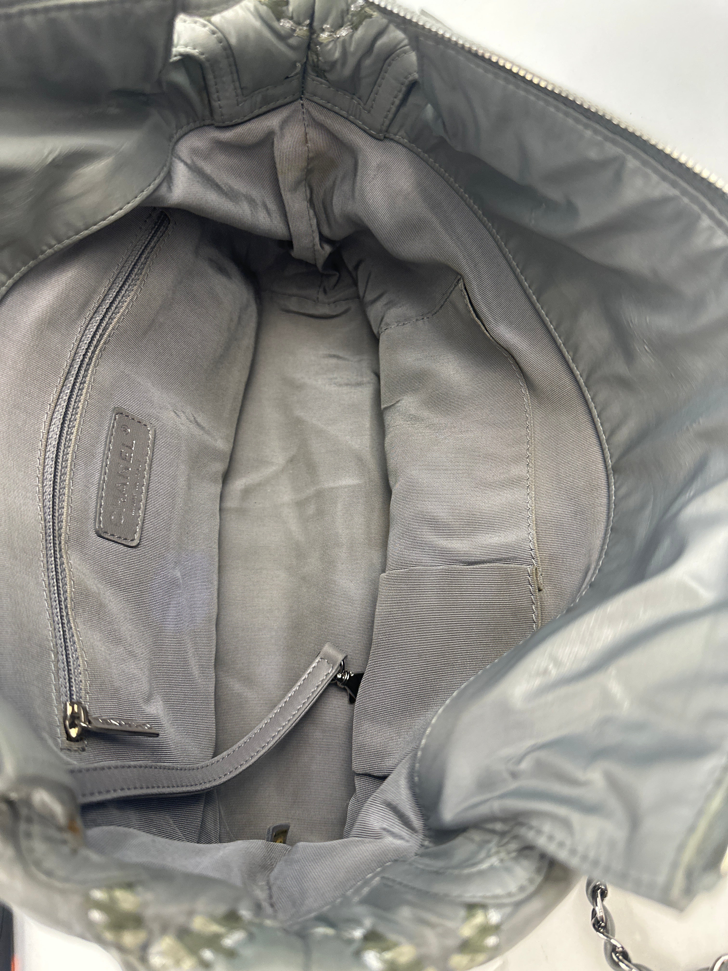 Chanel Tweed On Stitch Bubble Bowling Bag Quilted Nylon Large