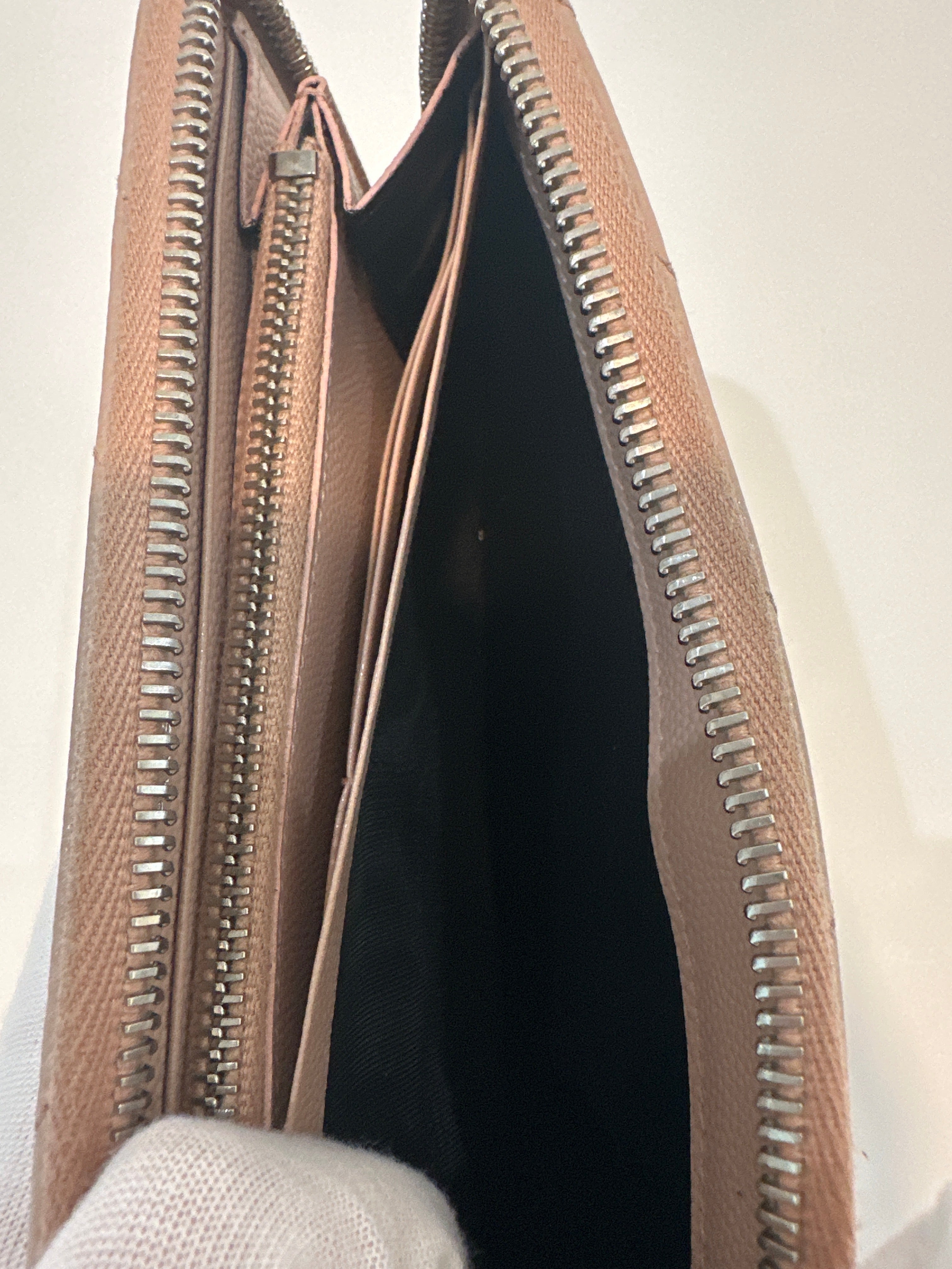 YSL Zip Around Wallet Pink Beige