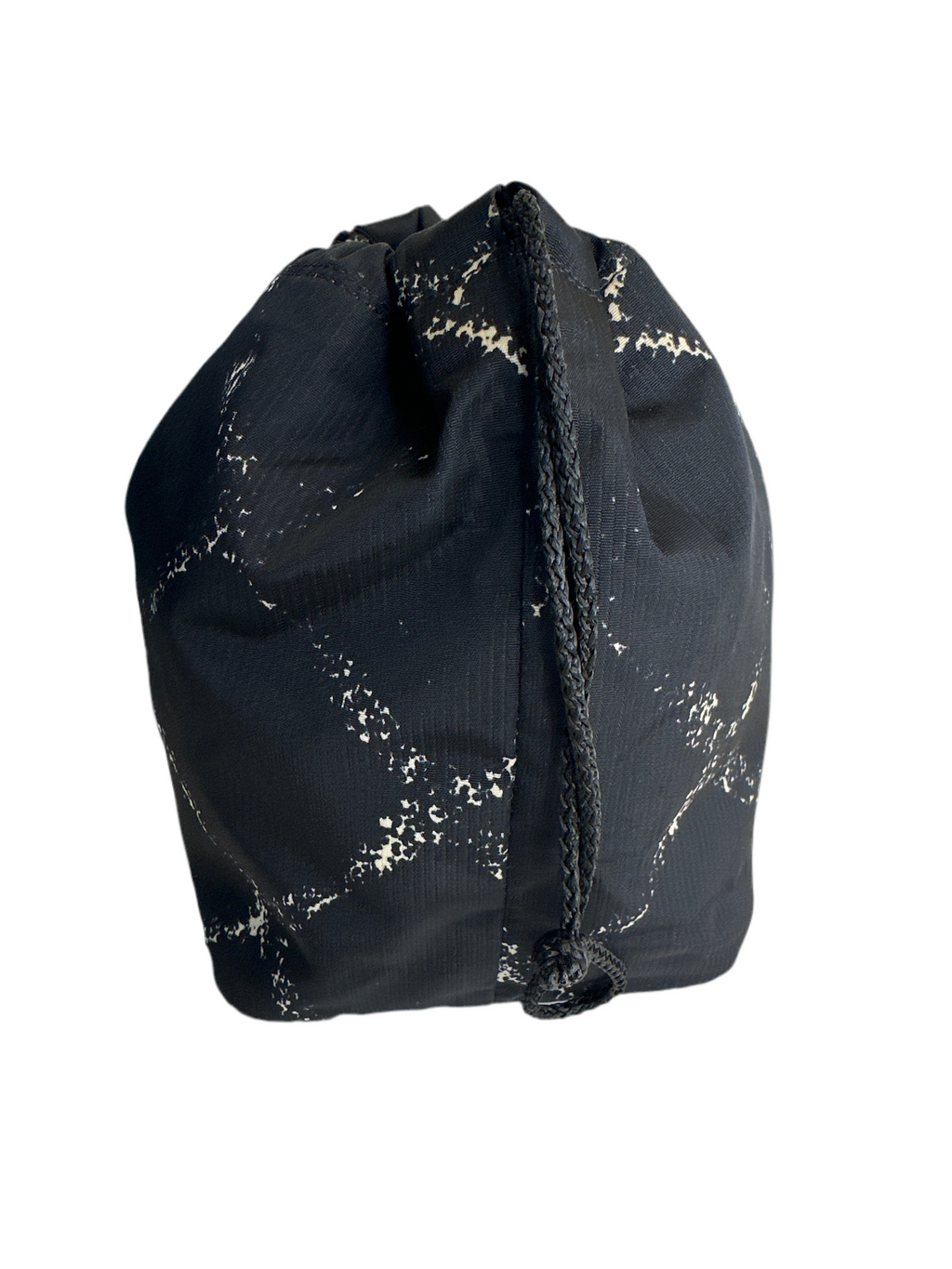 Chanel Black/White Quilted Print Nylon Travel Line Drawstring Pouch