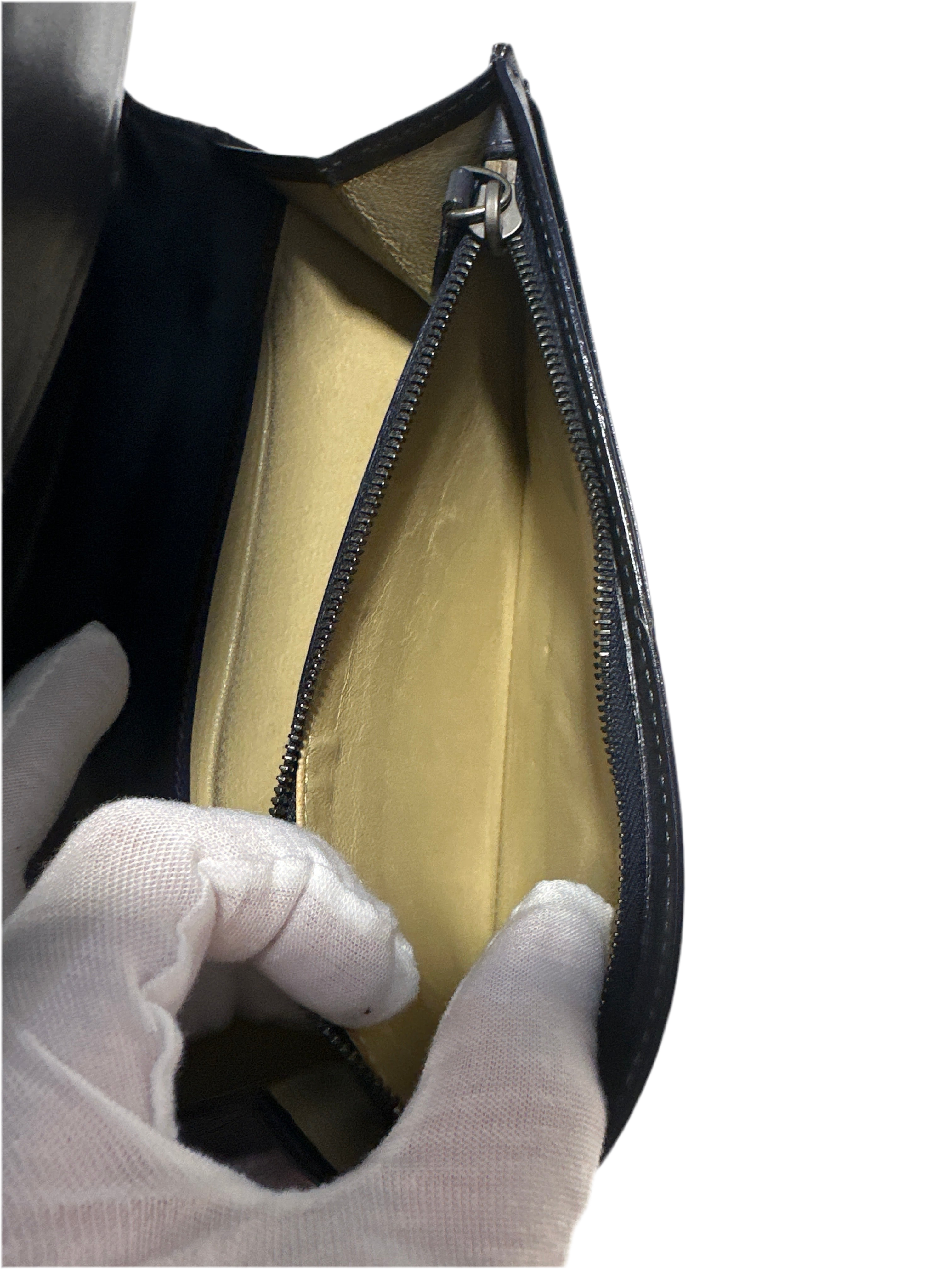 Bottega Veneta Woven Leather Clutch Wallet Navy