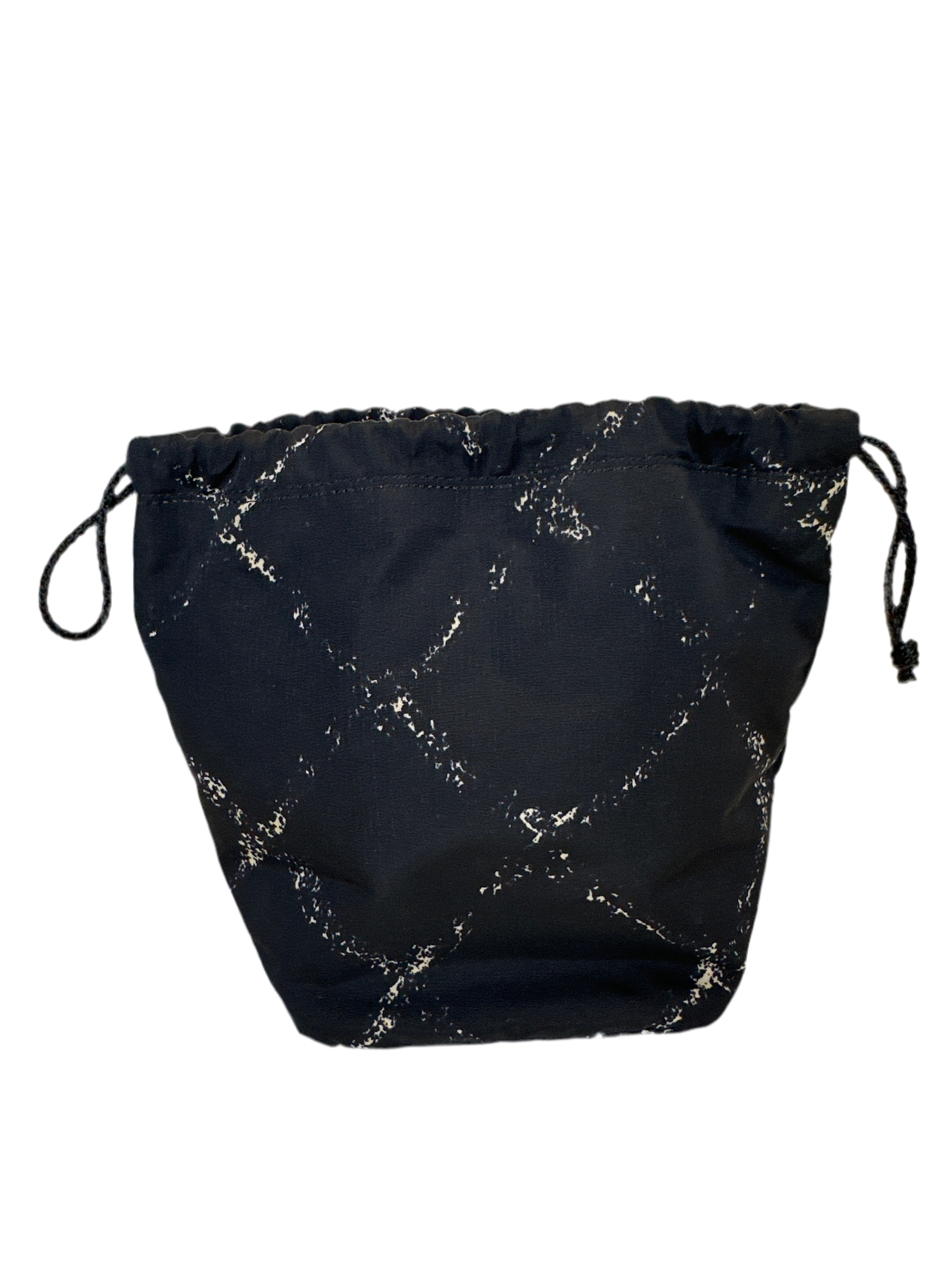 Chanel Black/White Quilted Print Nylon Travel Line Drawstring Pouch