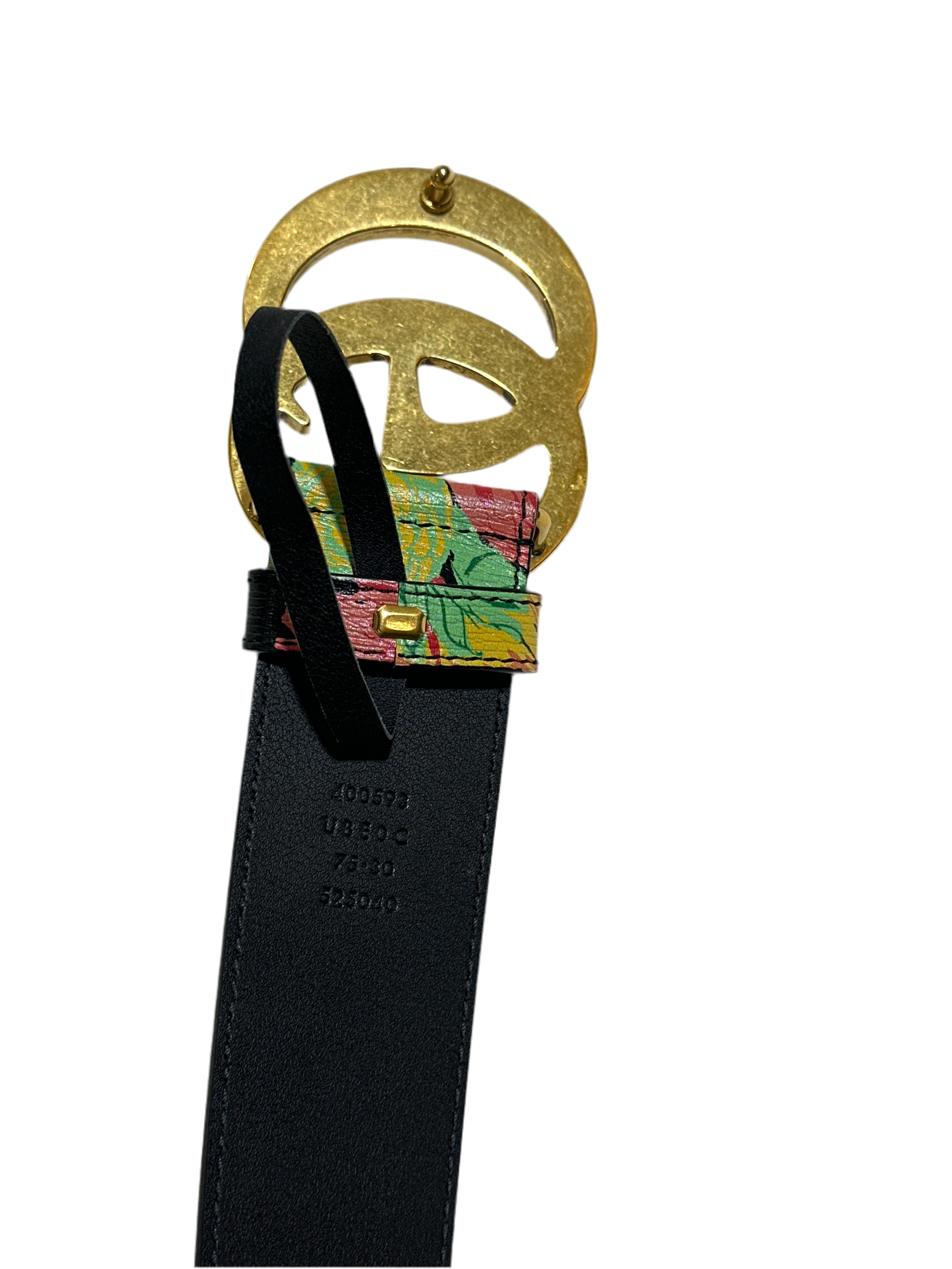 GUCCI X KEN SCOTT Calfskin Double G Belt 75/30 Floral Collab