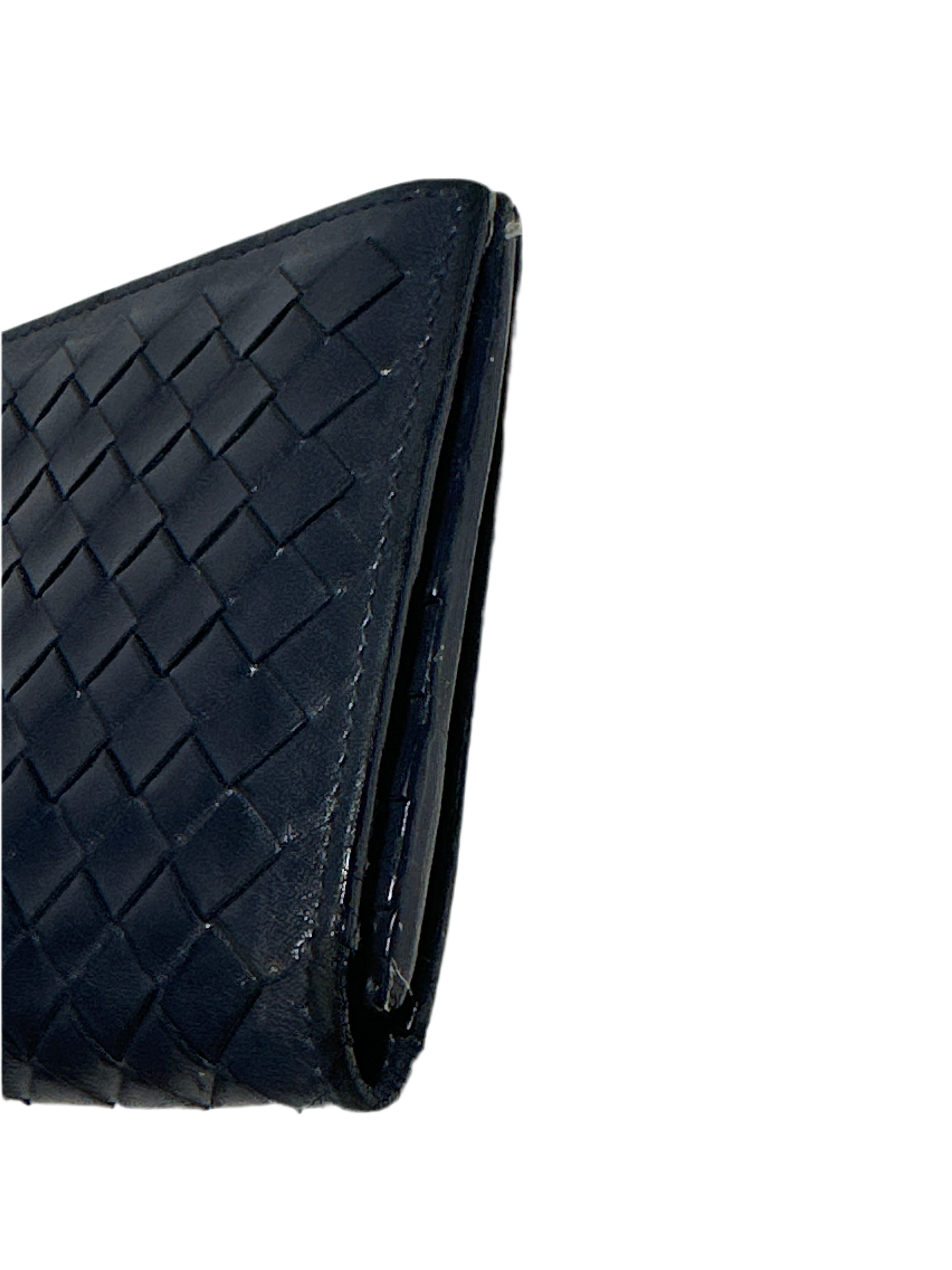 Bottega Veneta Woven Leather Clutch Wallet Navy