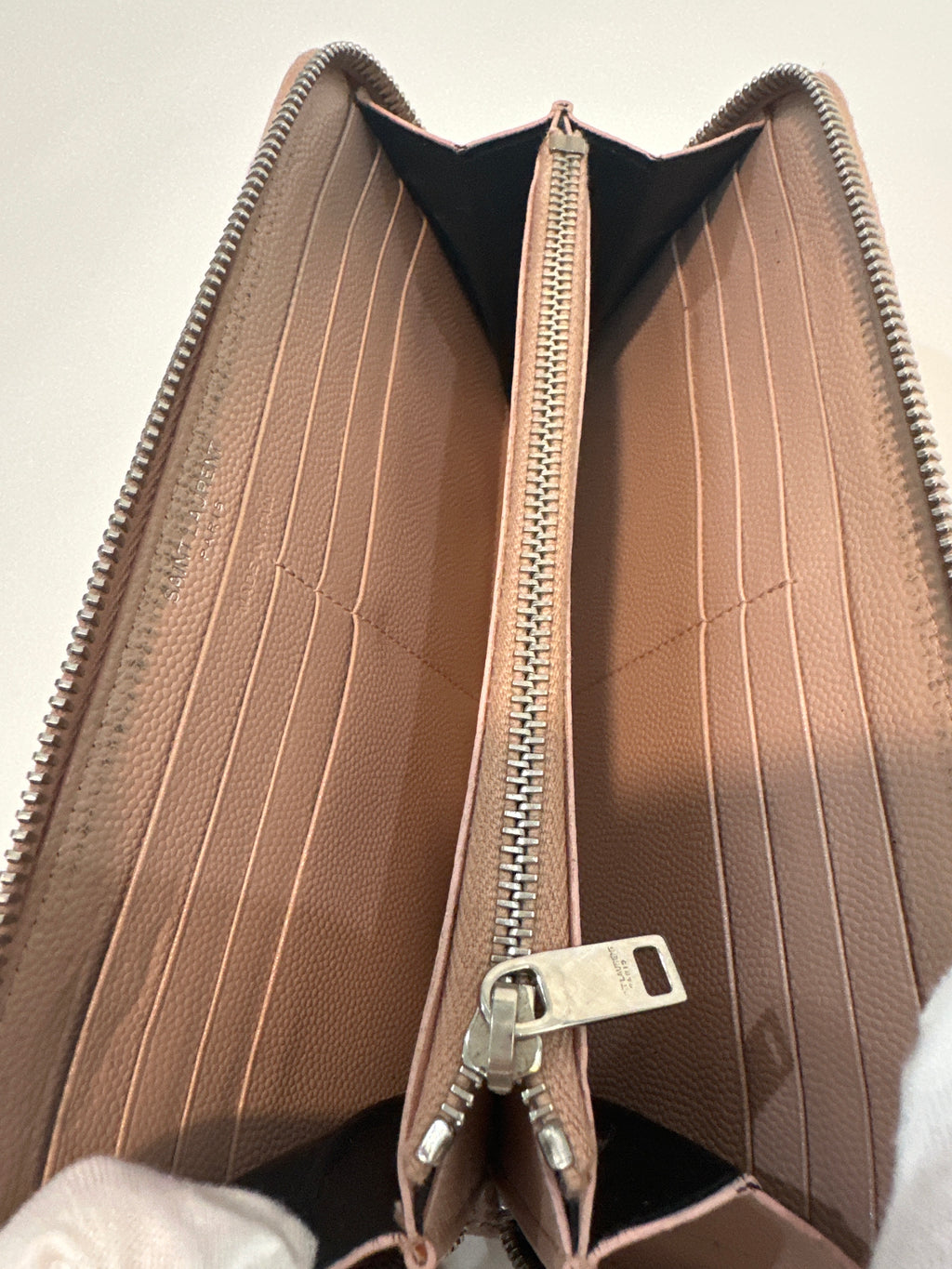 YSL Zip Around Wallet Pink Beige