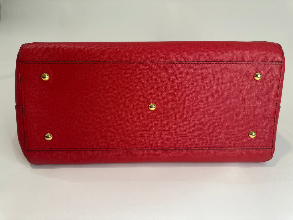 MCM Red Horizontal Double Zip Tote