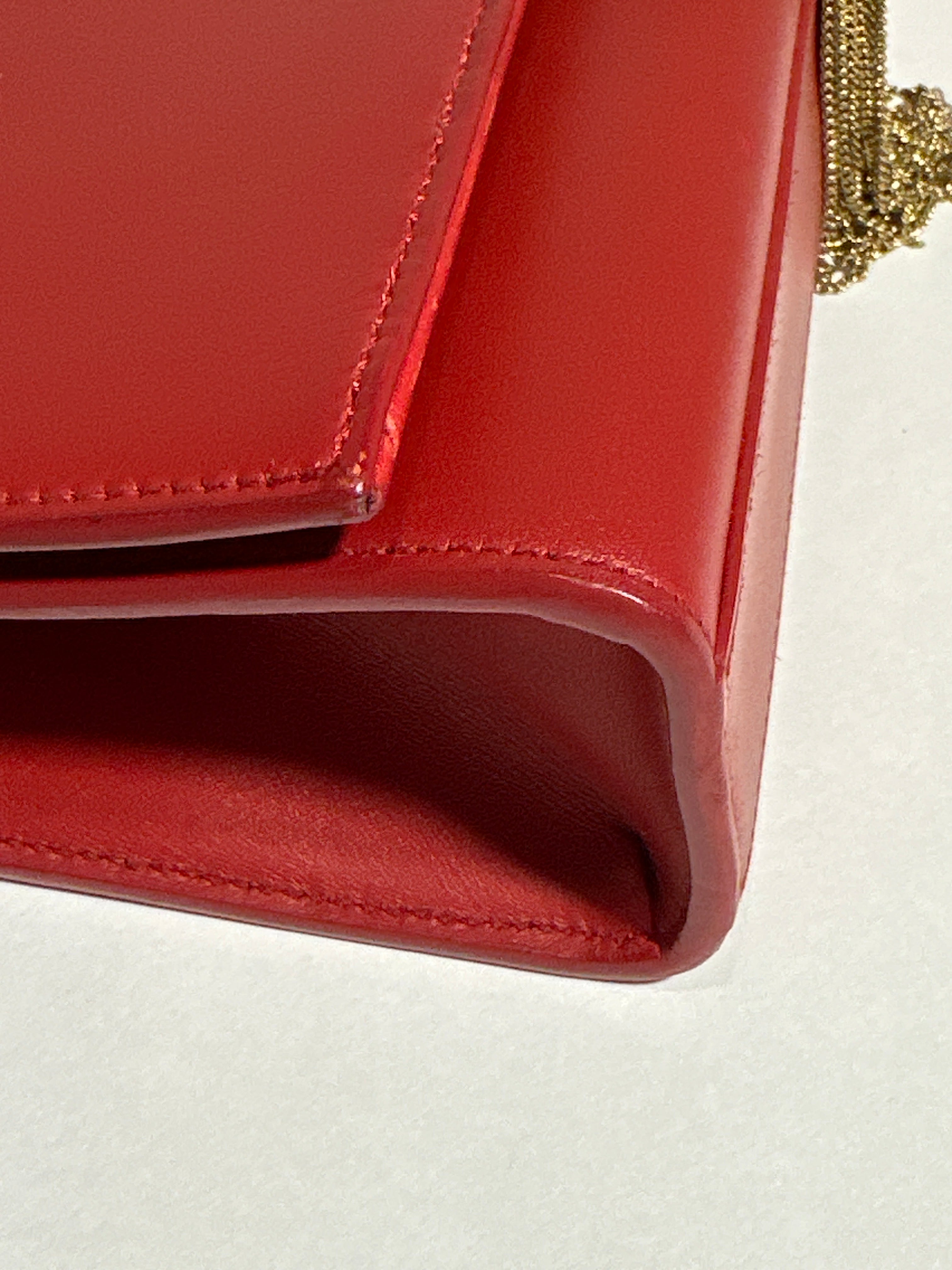 Saint Laurent Shoulder Red Kate Tassel Bag
