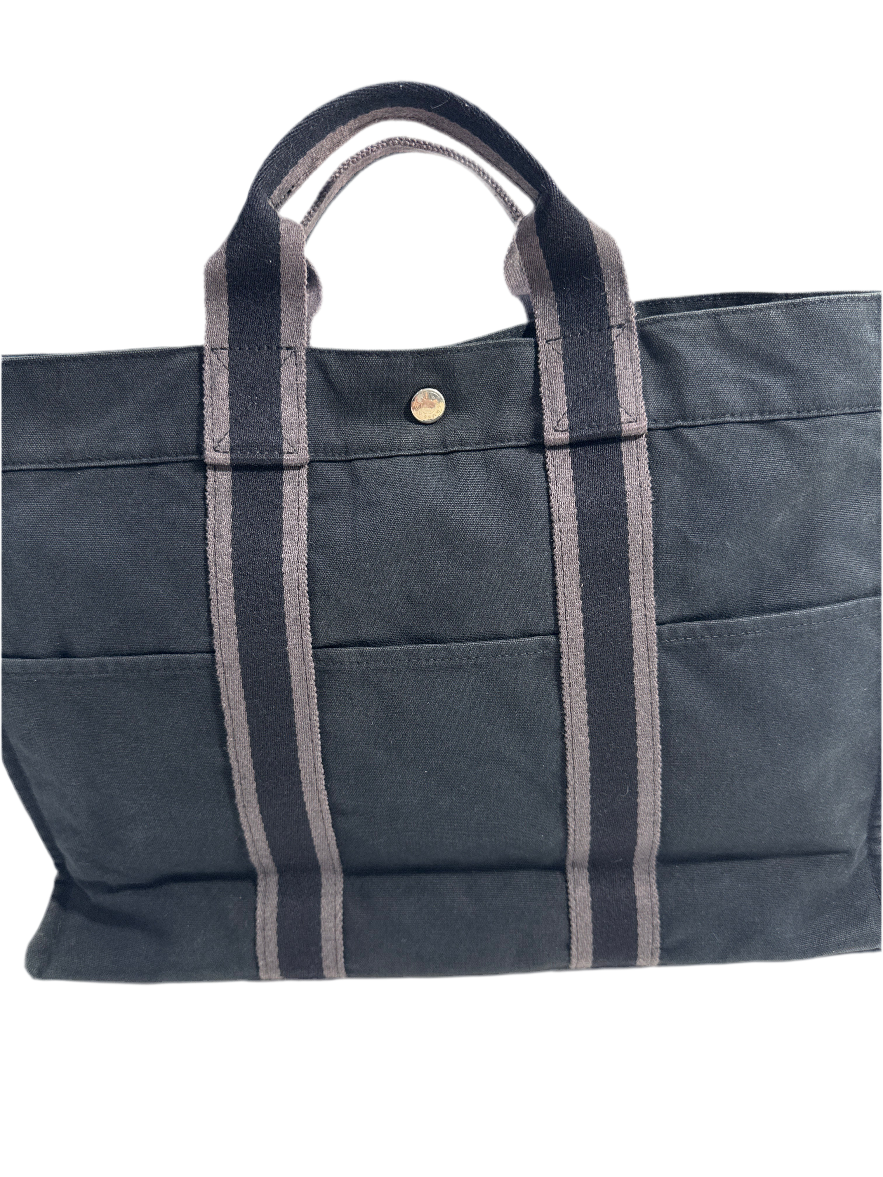 HERMES Canvas Black & Gray Tote
