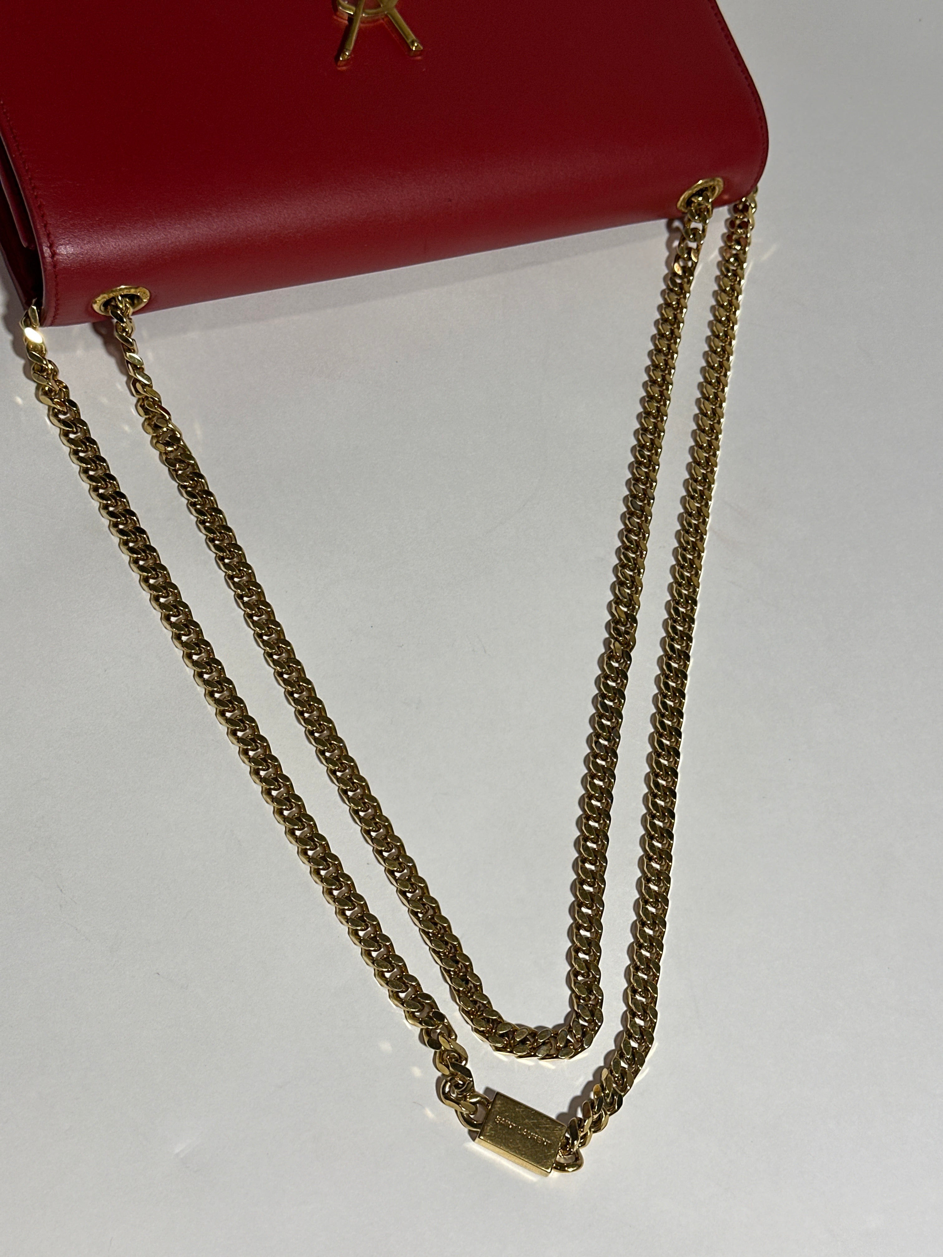 Saint Laurent Shoulder Red Kate Tassel Bag