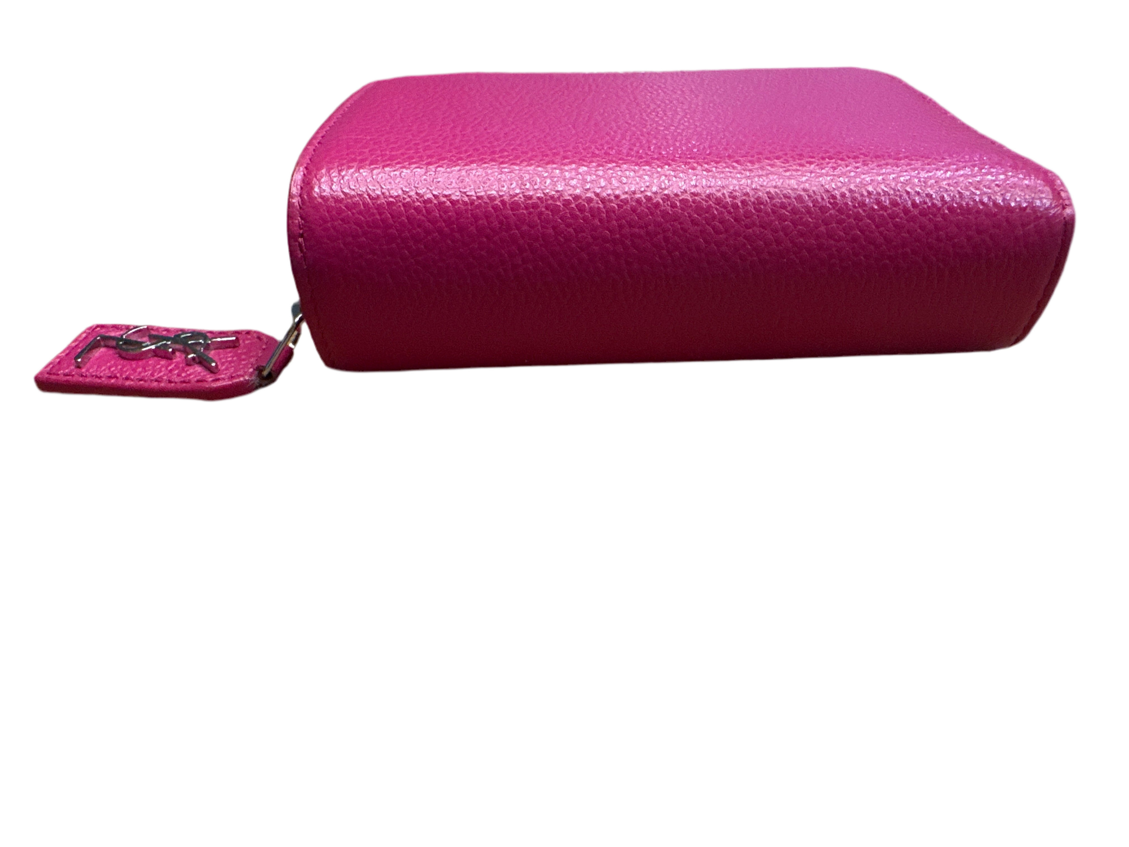 Saint Laurent YSL Round Bi-fold Wallet Pink Leather Women's SAINT LAURENT