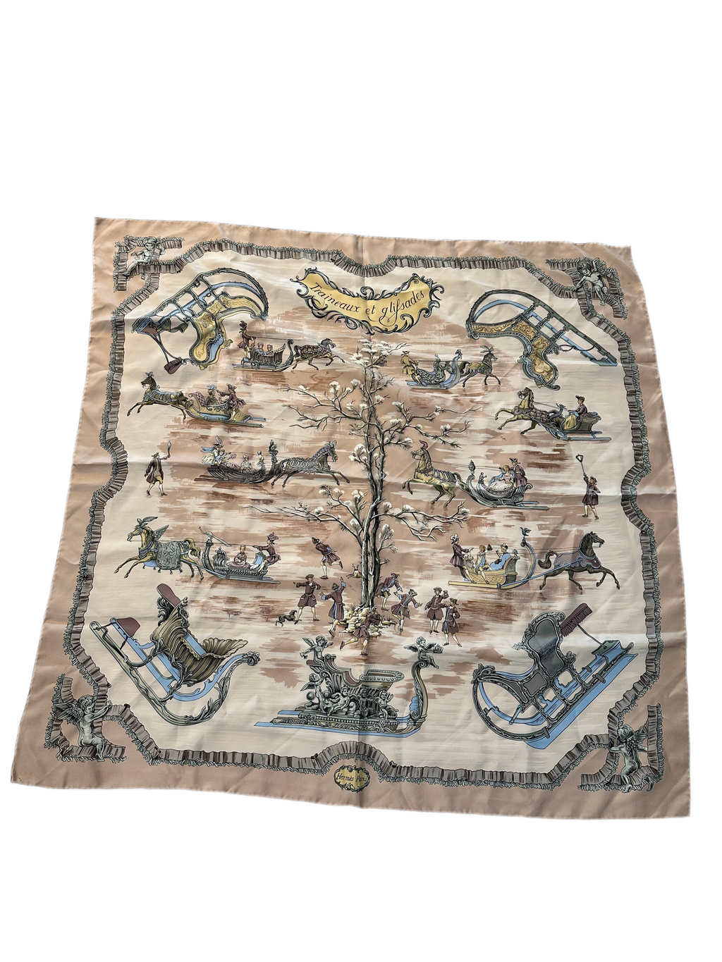 Vintage Hermes Traineaux et Glisades scarf