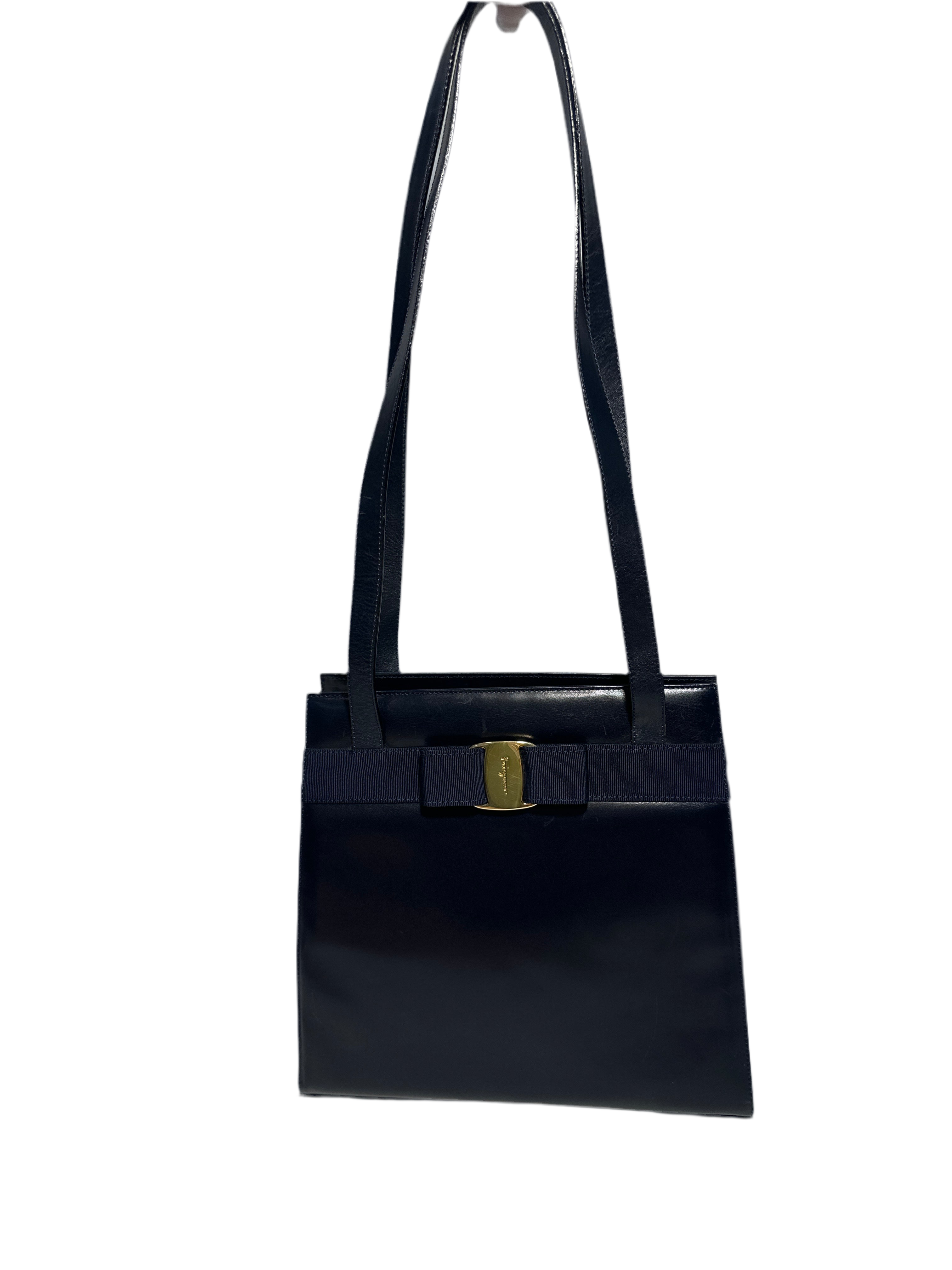 Vintage Salvatore Ferragamo Navy Blue Vala Purse