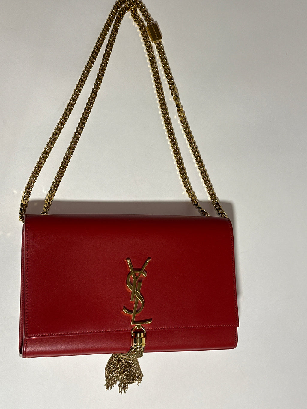 Saint Laurent Shoulder Red Kate Tassel Bag