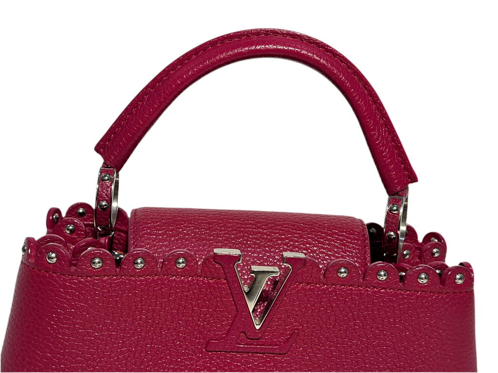 Louis Vuitton Taurillon Lace Croquets Capucines BB Groseille