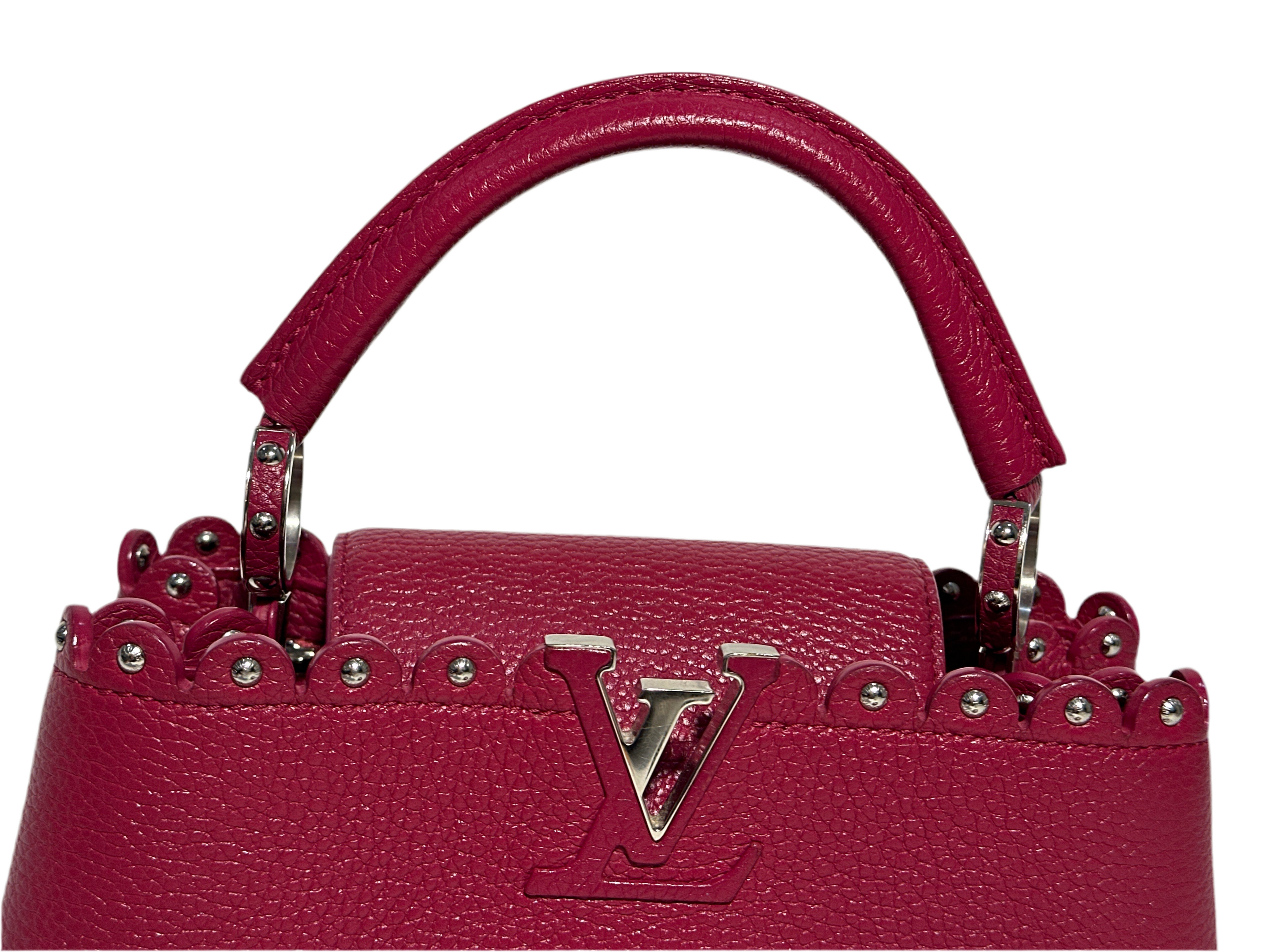 Louis Vuitton Taurillon Lace Croquets Capucines BB Groseille