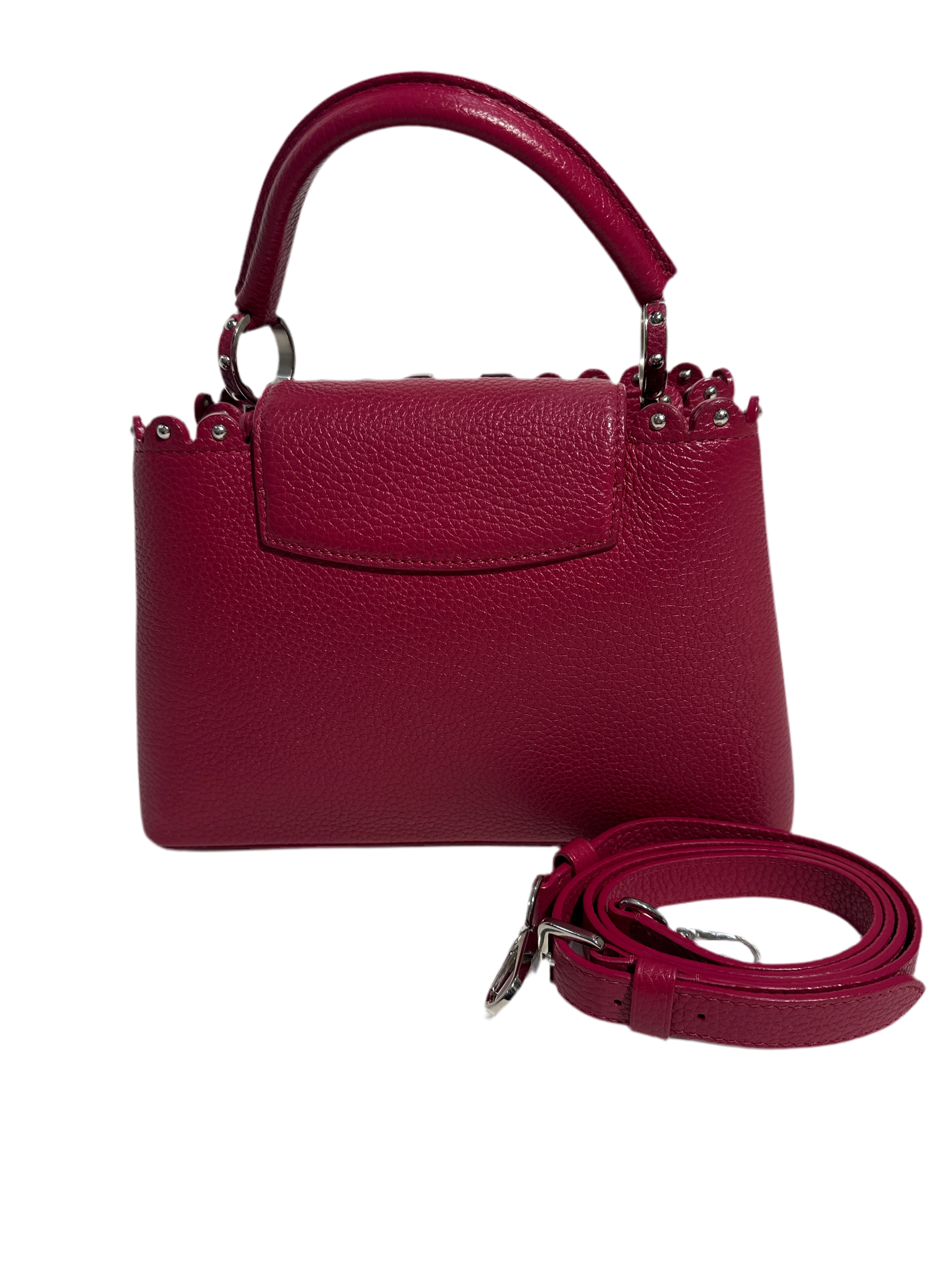 Louis Vuitton Taurillon Lace Croquets Capucines BB Groseille