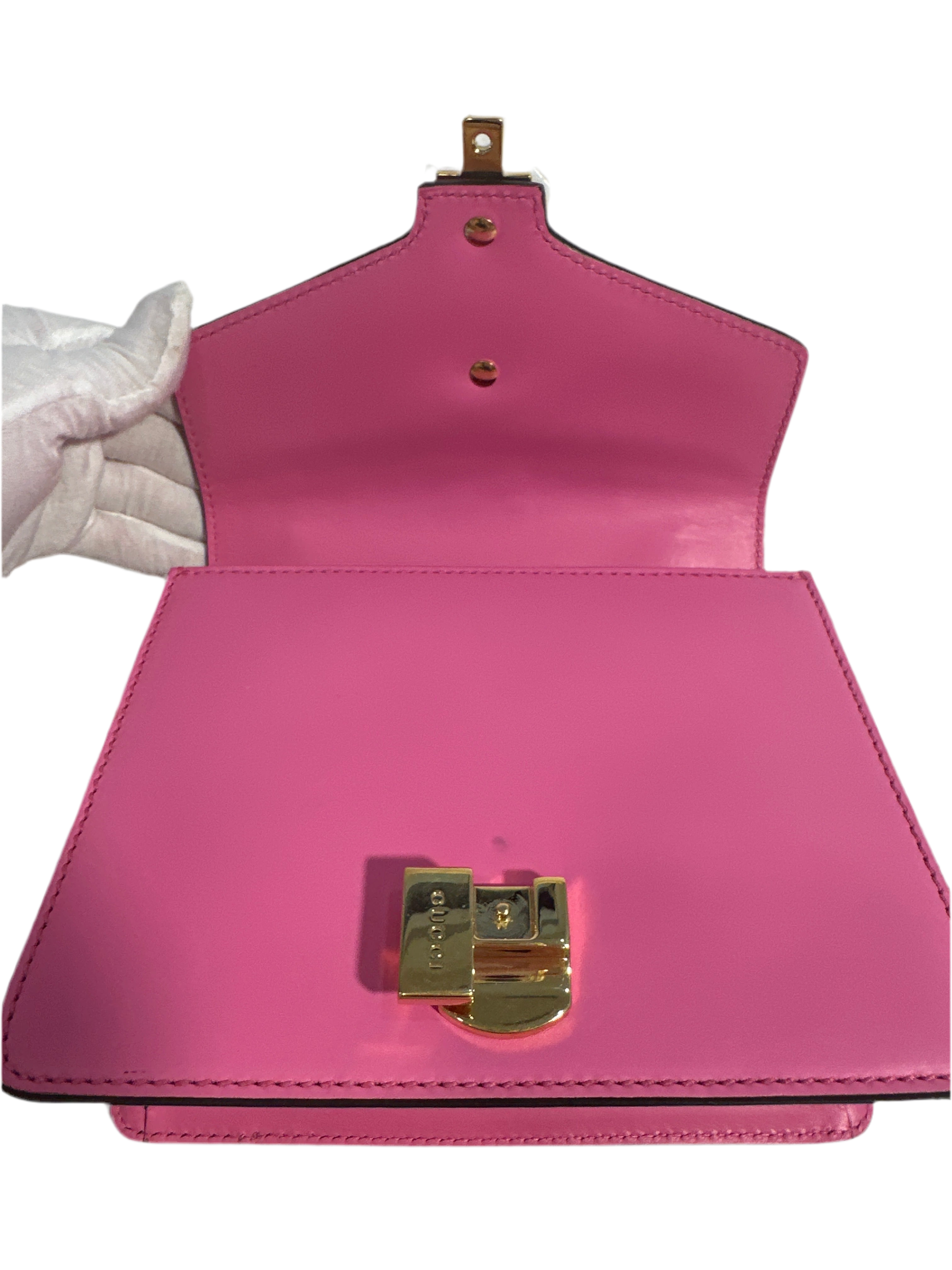 Gucci Pink Leather Mini Sylvie Chain Shoulder Bag