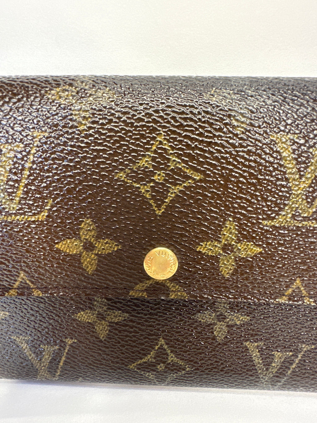 Vintage Louis Vuitton Logo LV Trifold Wallet Large Monogram Brown Authentic