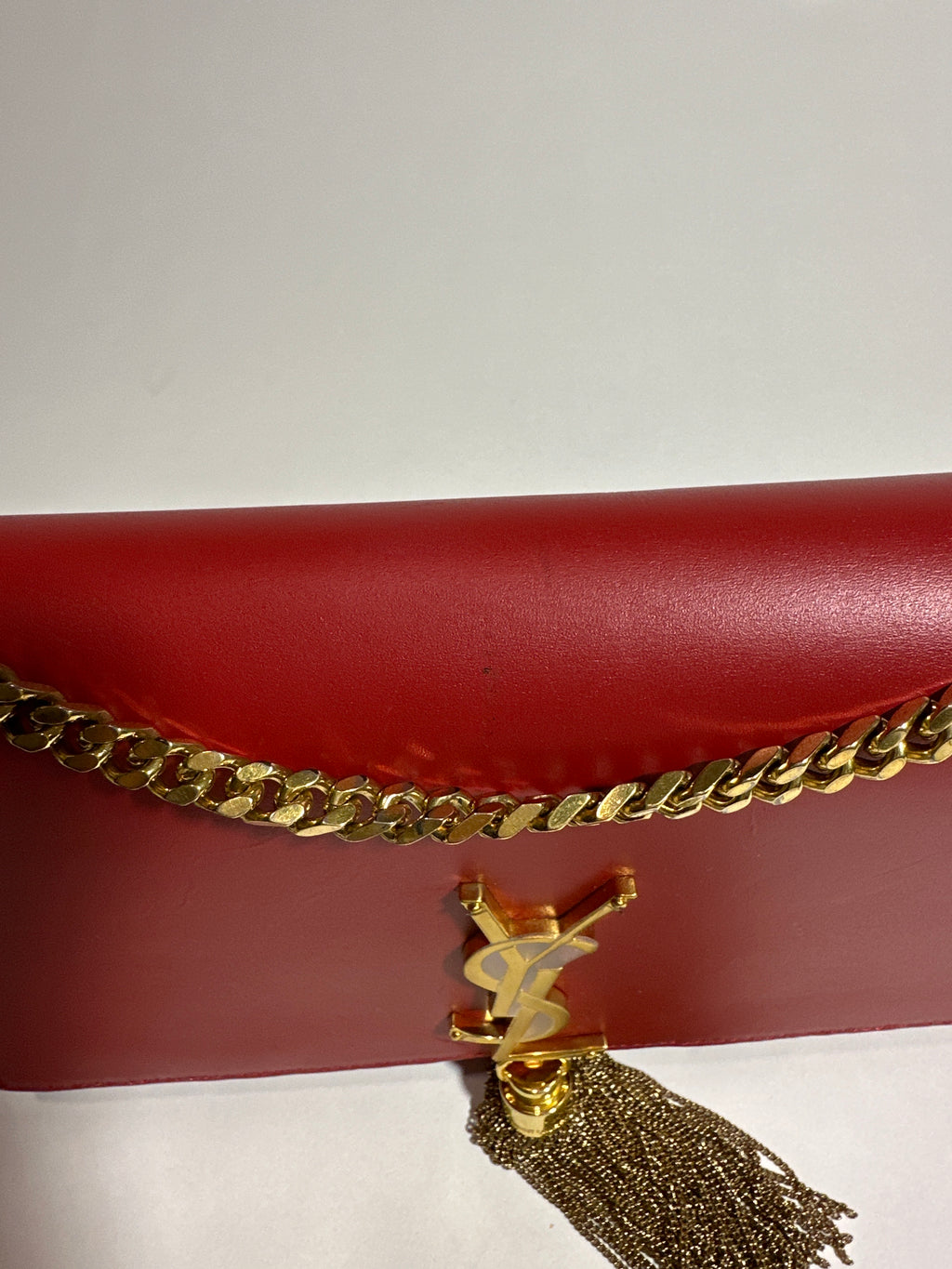 Saint Laurent Shoulder Red Kate Tassel Bag