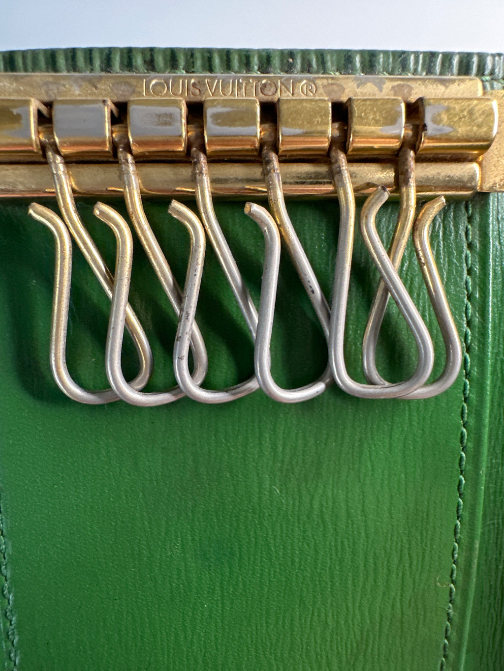Vintage Louis Vuitton Green Epi 6 Key Card Holder