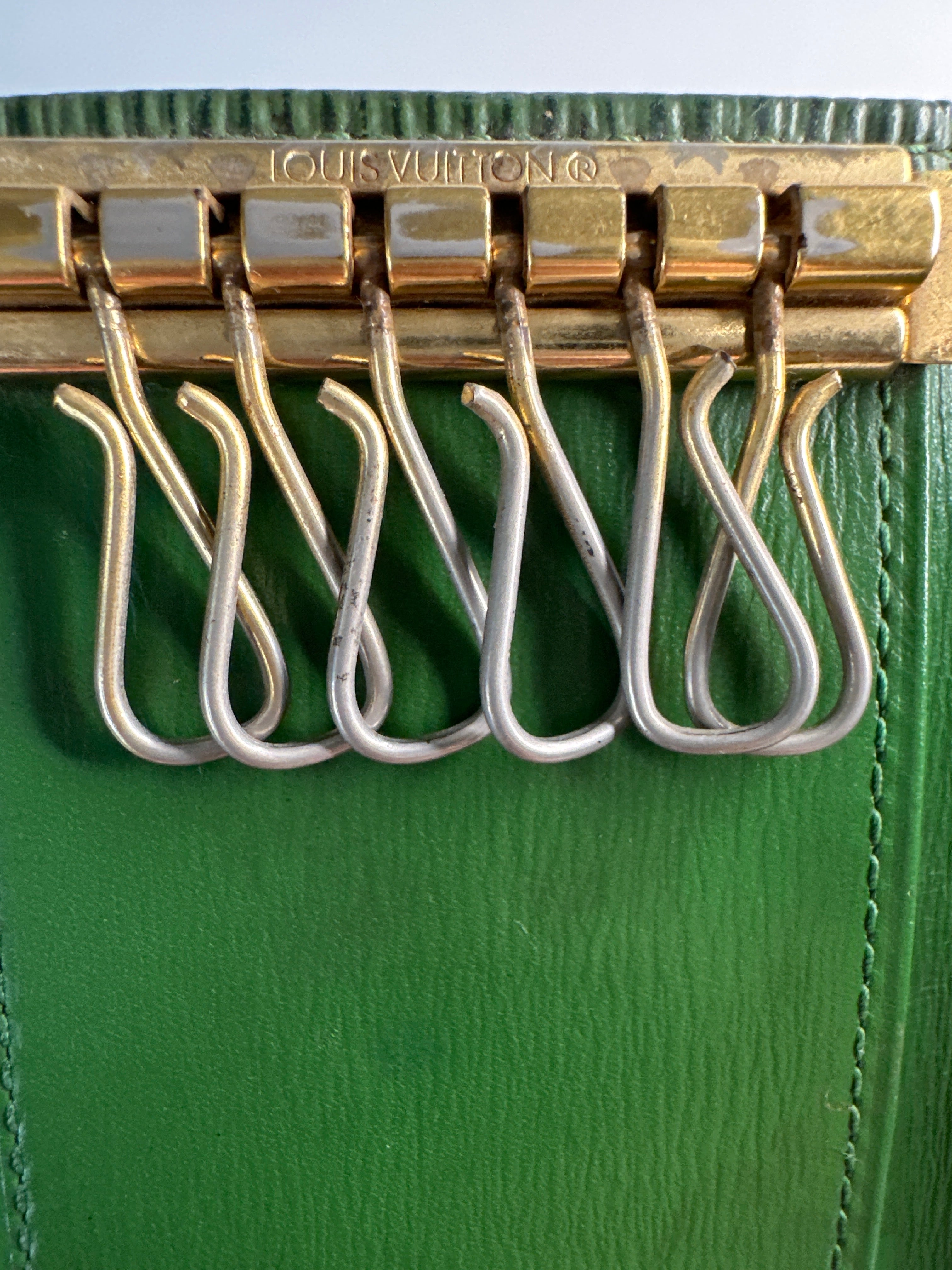 Vintage Louis Vuitton Green Epi 6 Key Card Holder