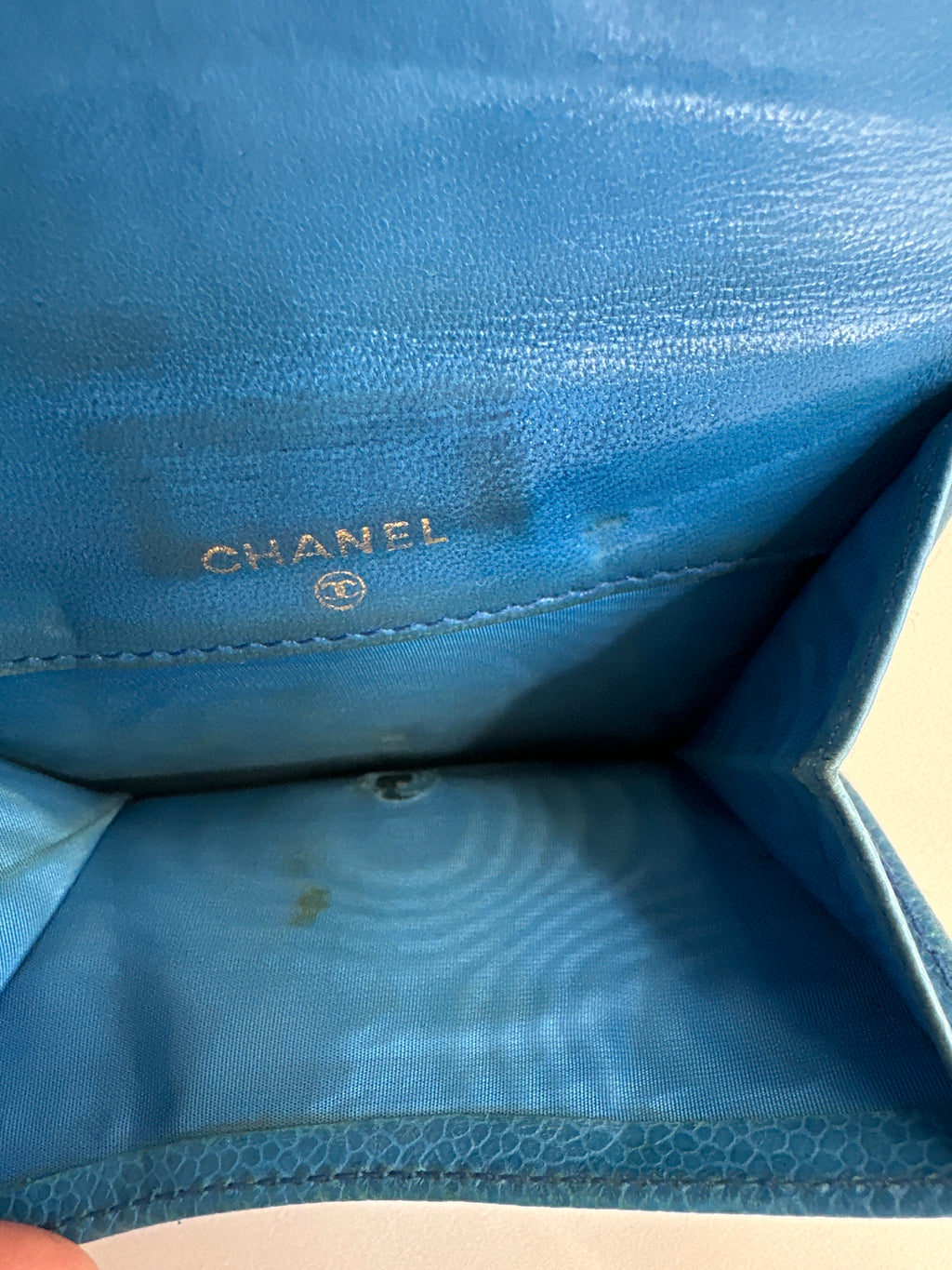 Vintage CHANEL Caviar Blue Card Holder Wallet
