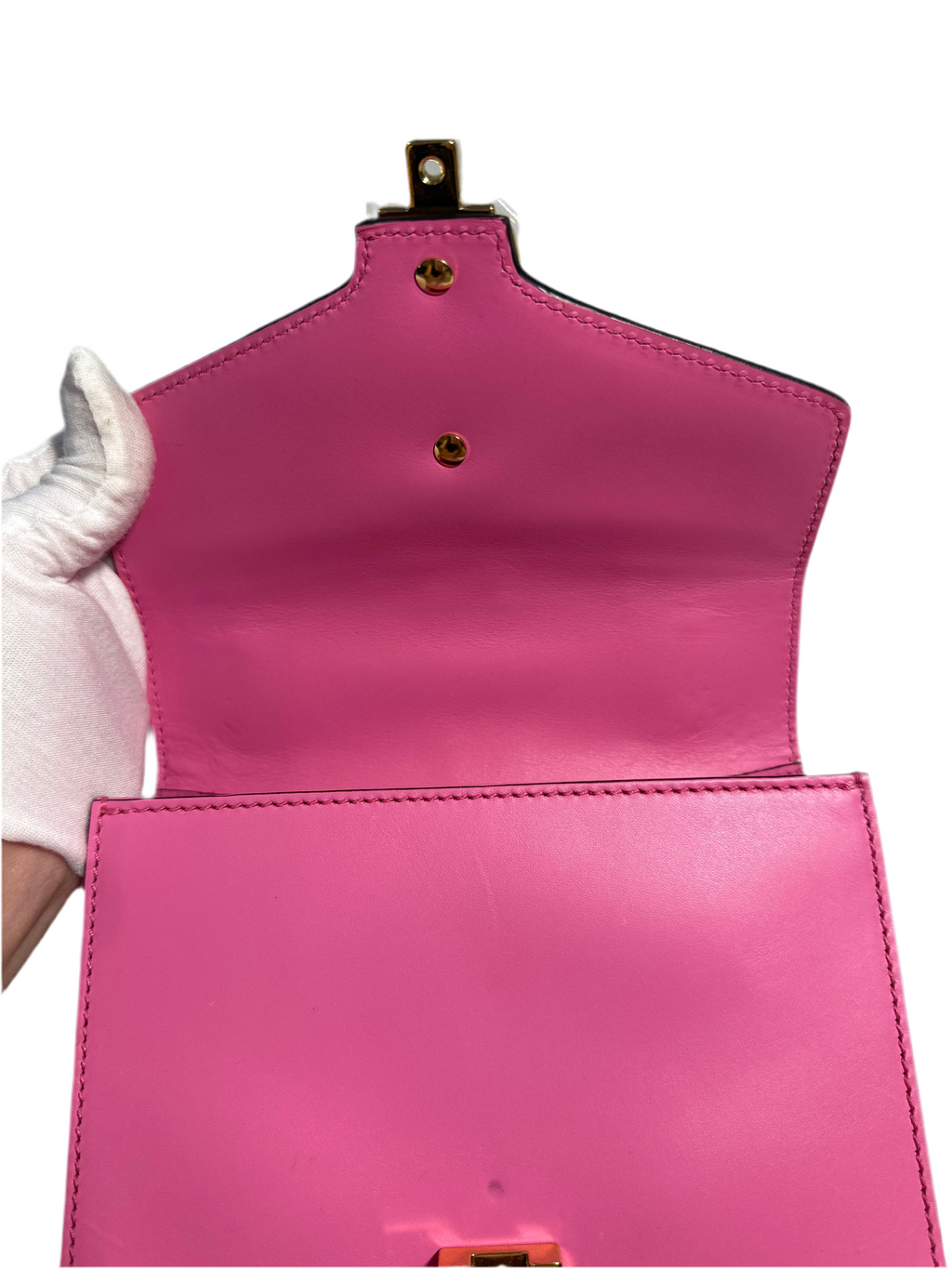 Gucci Pink Leather Mini Sylvie Chain Shoulder Bag