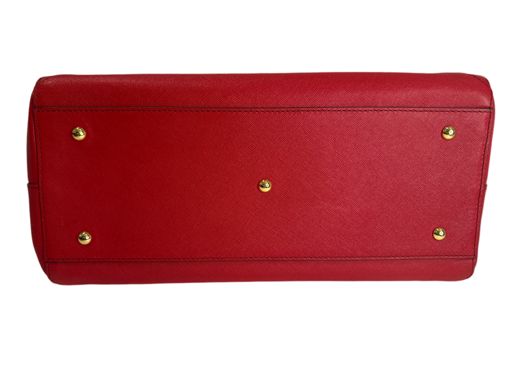 MCM Red Horizontal Double Zip Tote