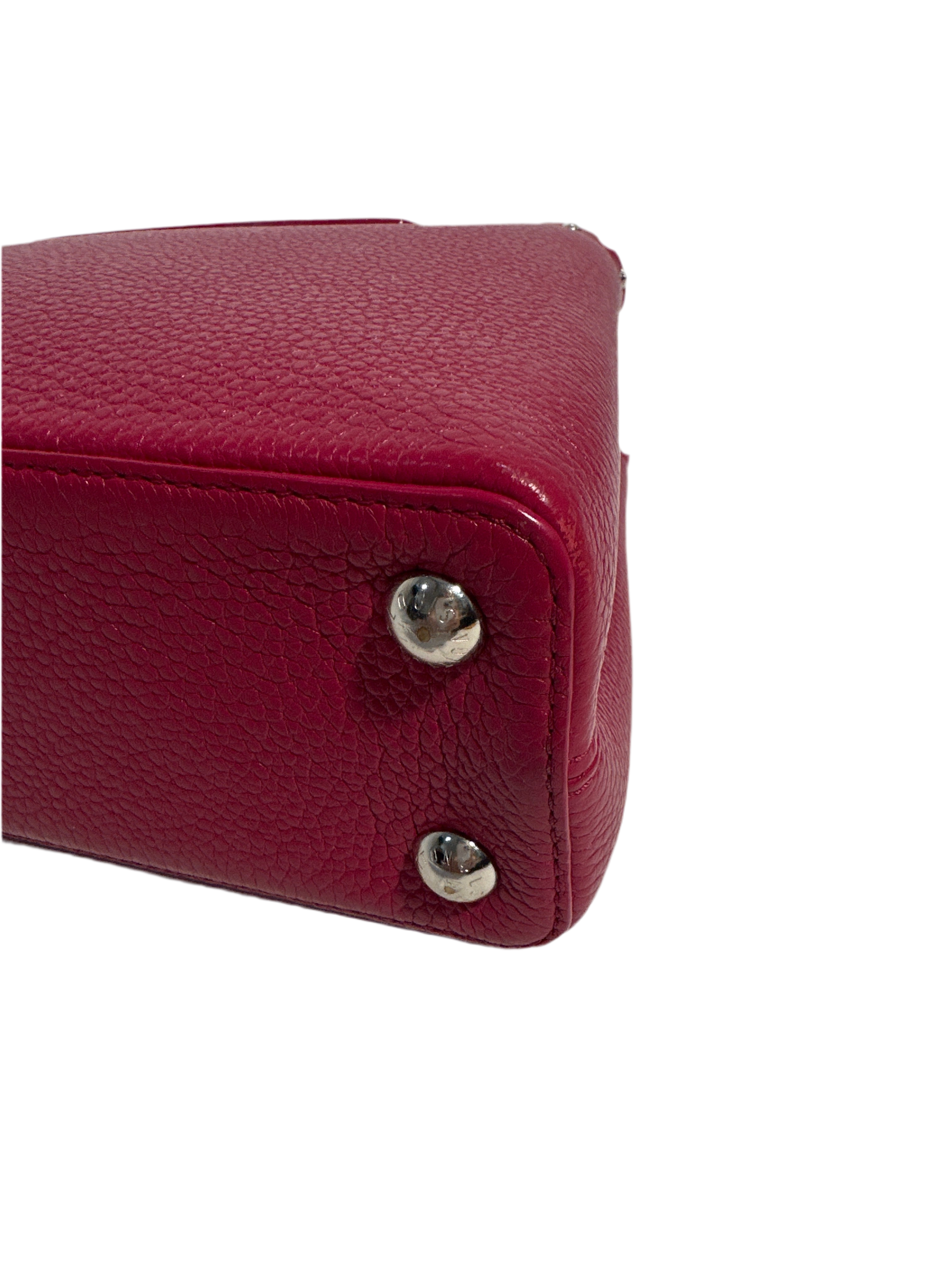 Louis Vuitton Taurillon Lace Croquets Capucines BB Groseille