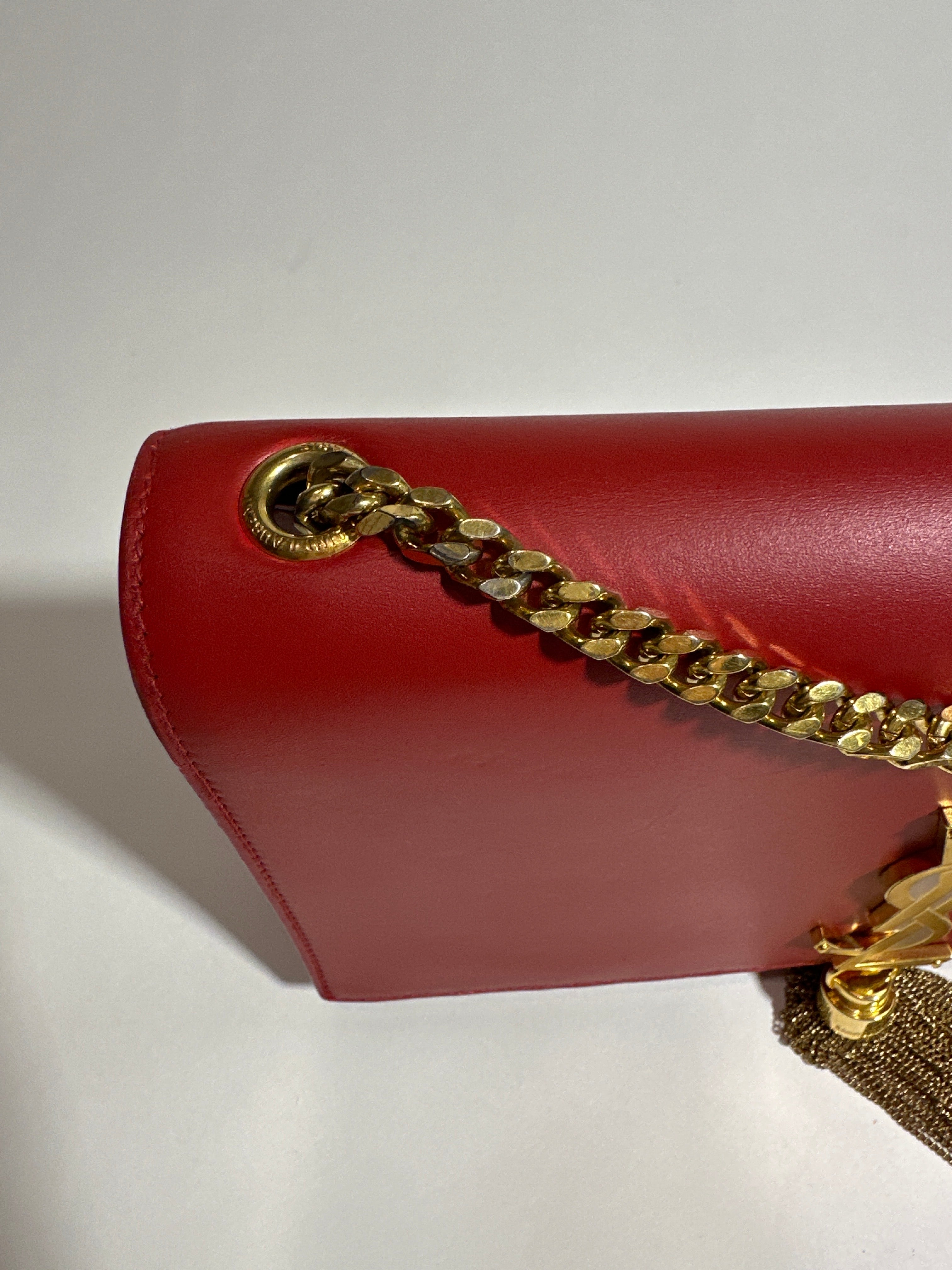Saint Laurent Shoulder Red Kate Tassel Bag