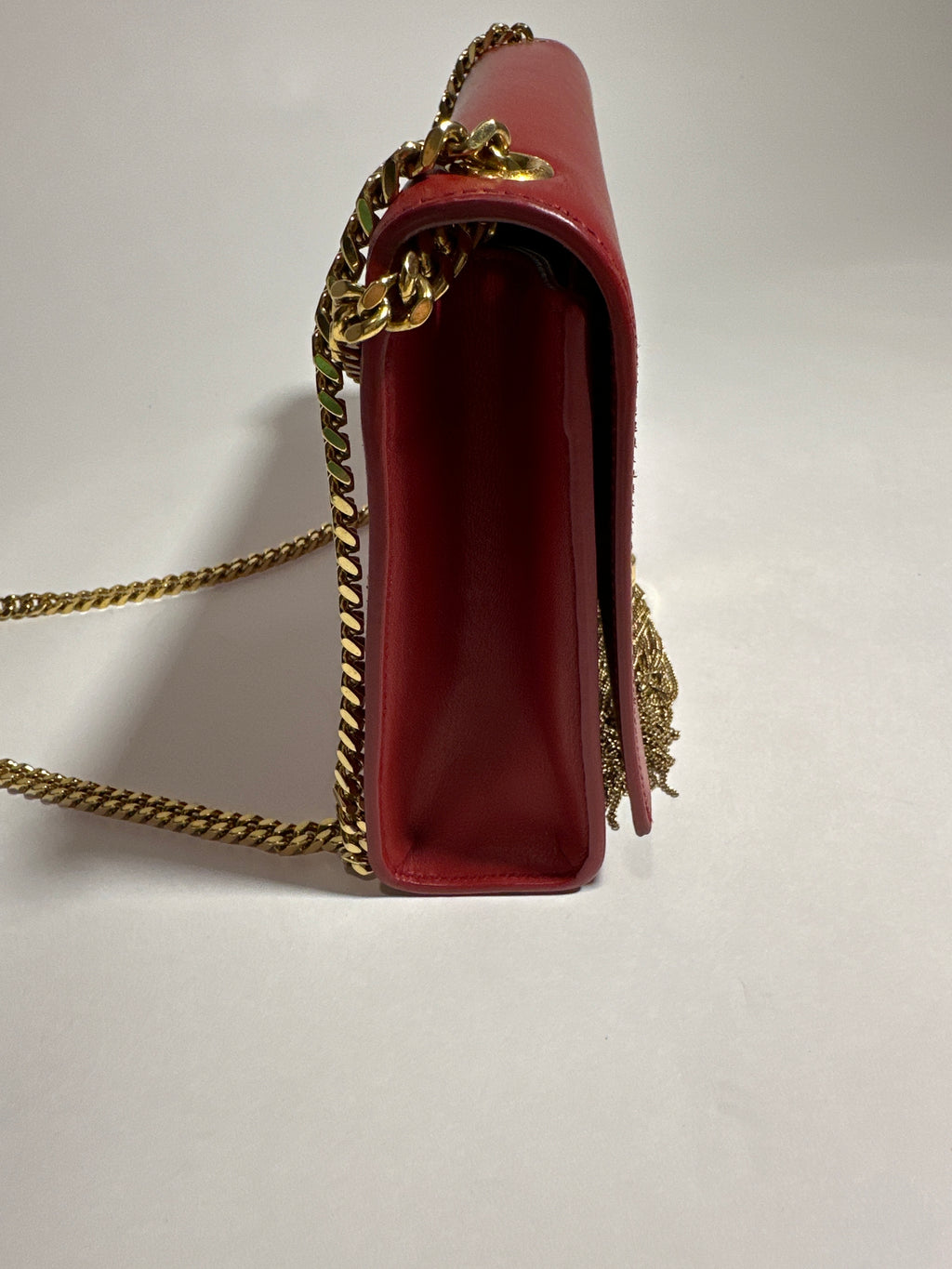 Saint Laurent Shoulder Red Kate Tassel Bag
