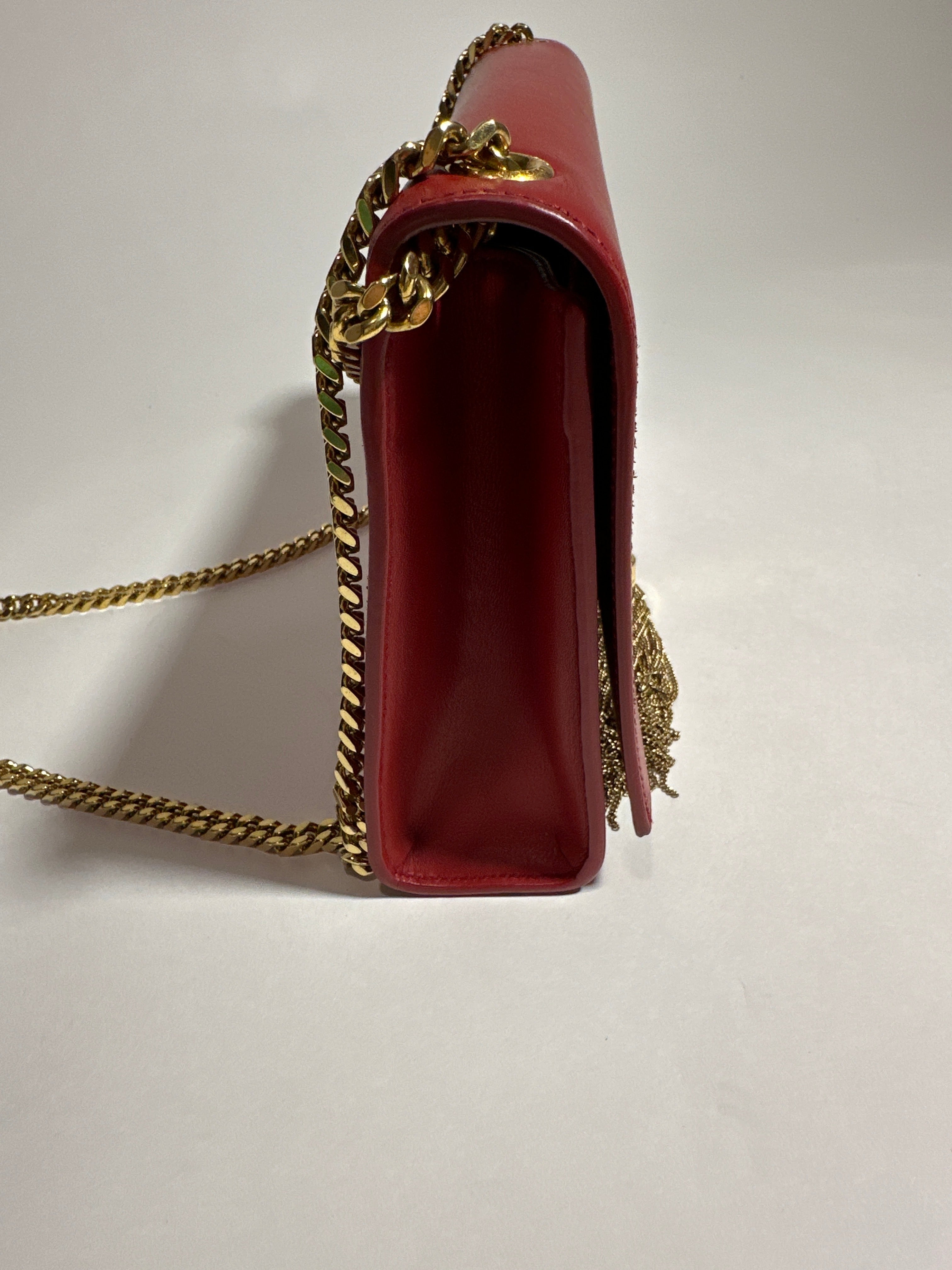 Saint Laurent Shoulder Red Kate Tassel Bag