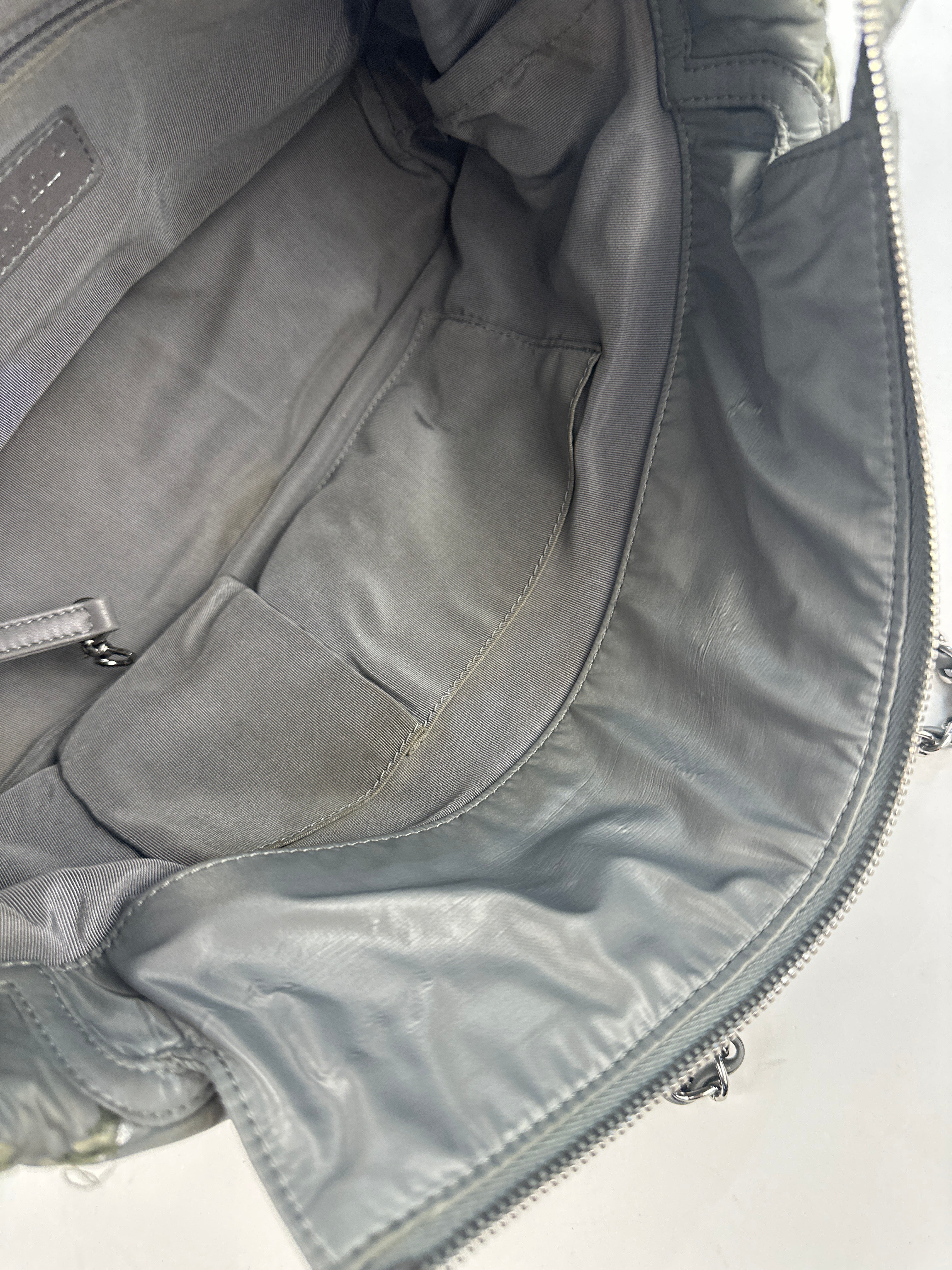 Chanel Tweed On Stitch Bubble Bowling Bag Quilted Nylon Large