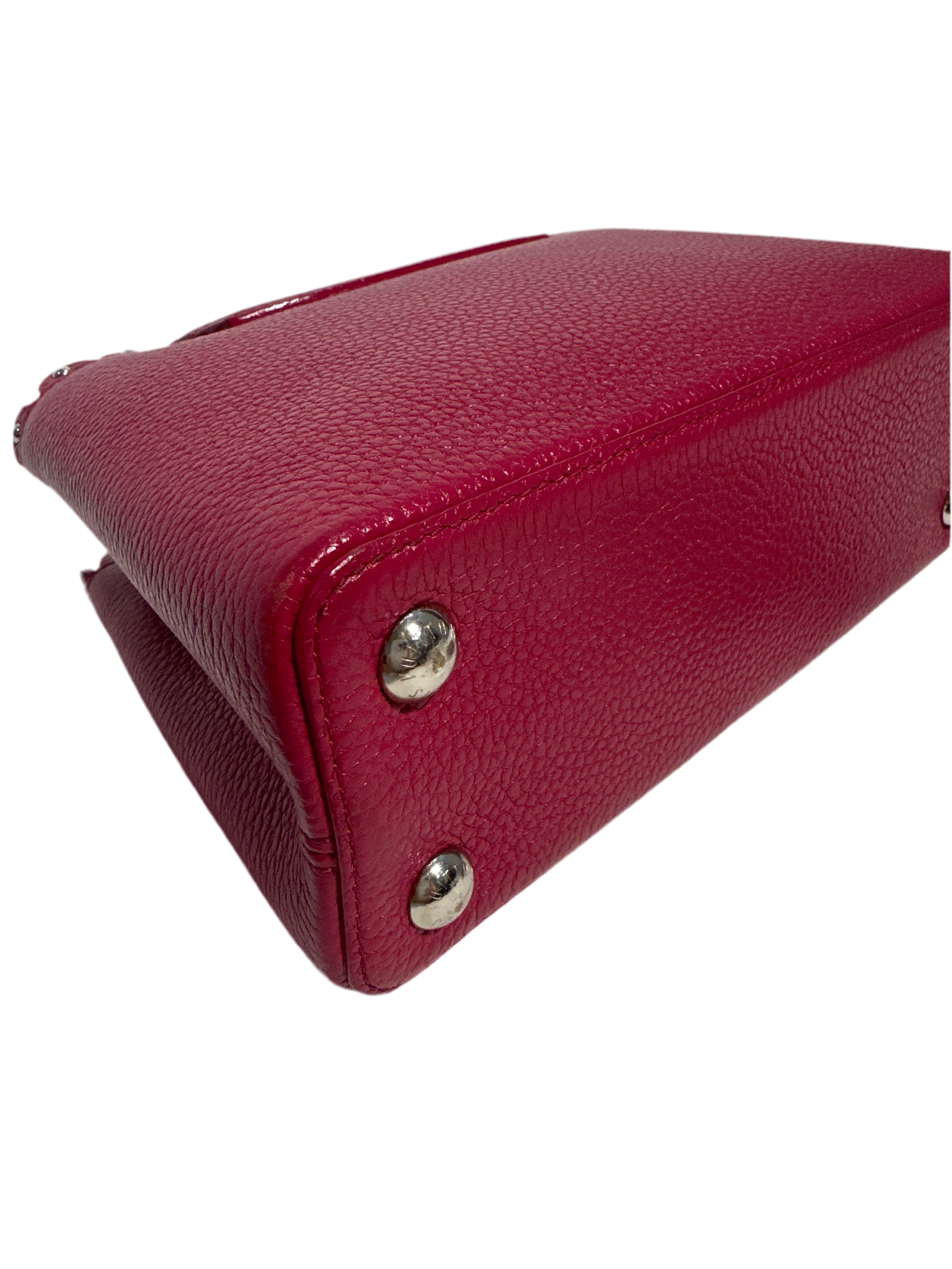 Louis Vuitton Taurillon Lace Croquets Capucines BB Groseille